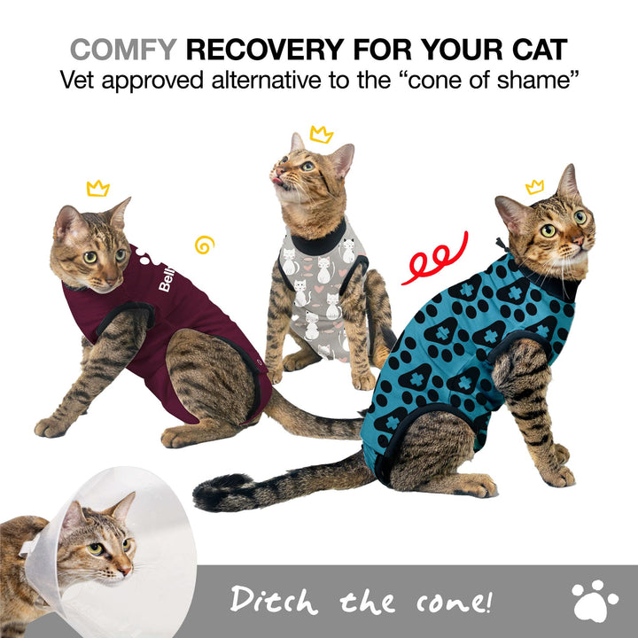 BellyGuard cat recovery suit back view with full coverage and secure fit