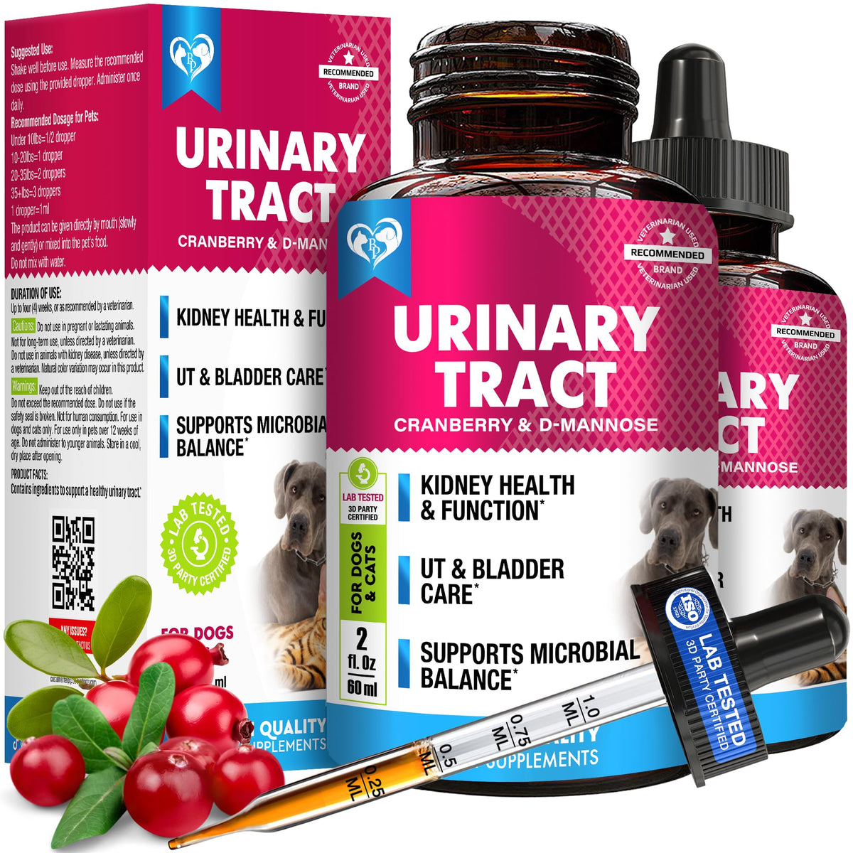 Beloved Pets cat-dog urinary drops bottle supporting urinary health in pets.