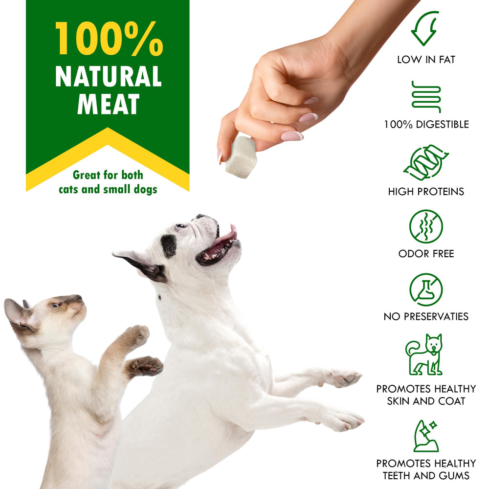 Beloved Pets chicken cubes training reward for quick, mess-free bites.
