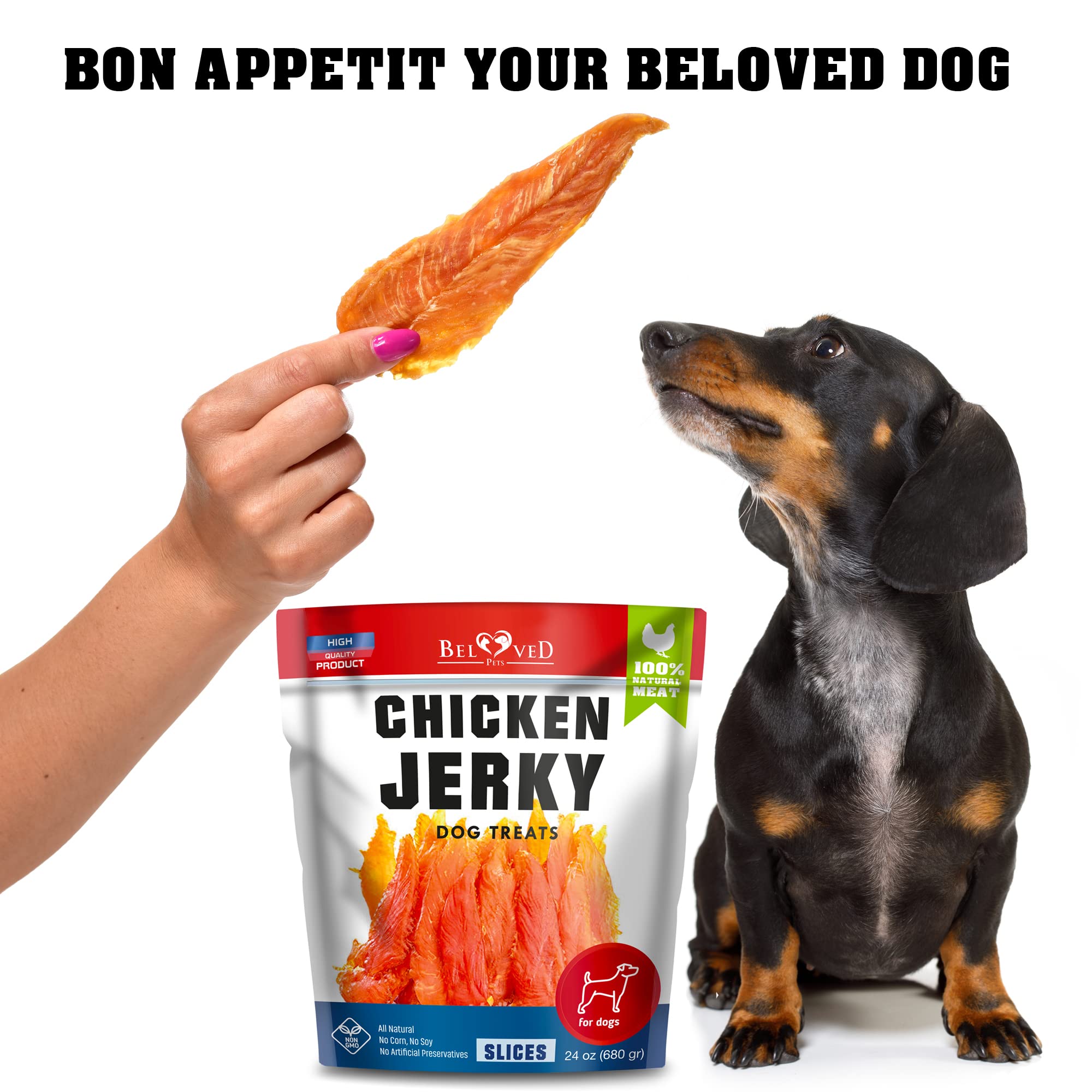 Beloved Pets chicken jerky 100percent chicken, grain-free chew for sensitive stomachs
