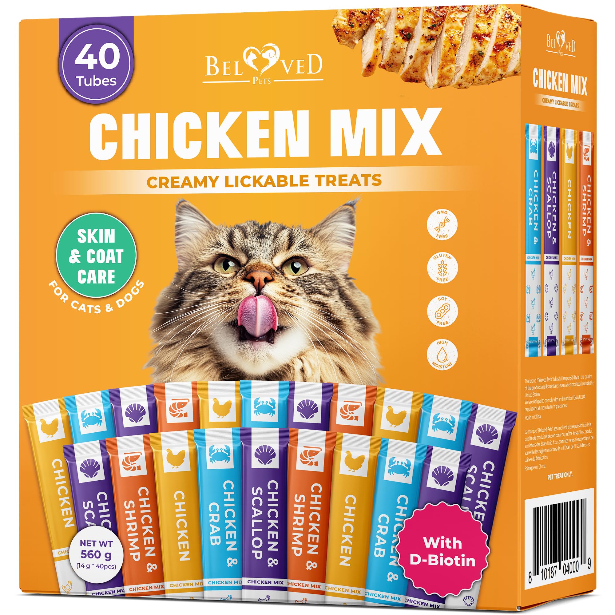 Beloved Pets creamy lickable chicken-tube for cats, hydration and flavor