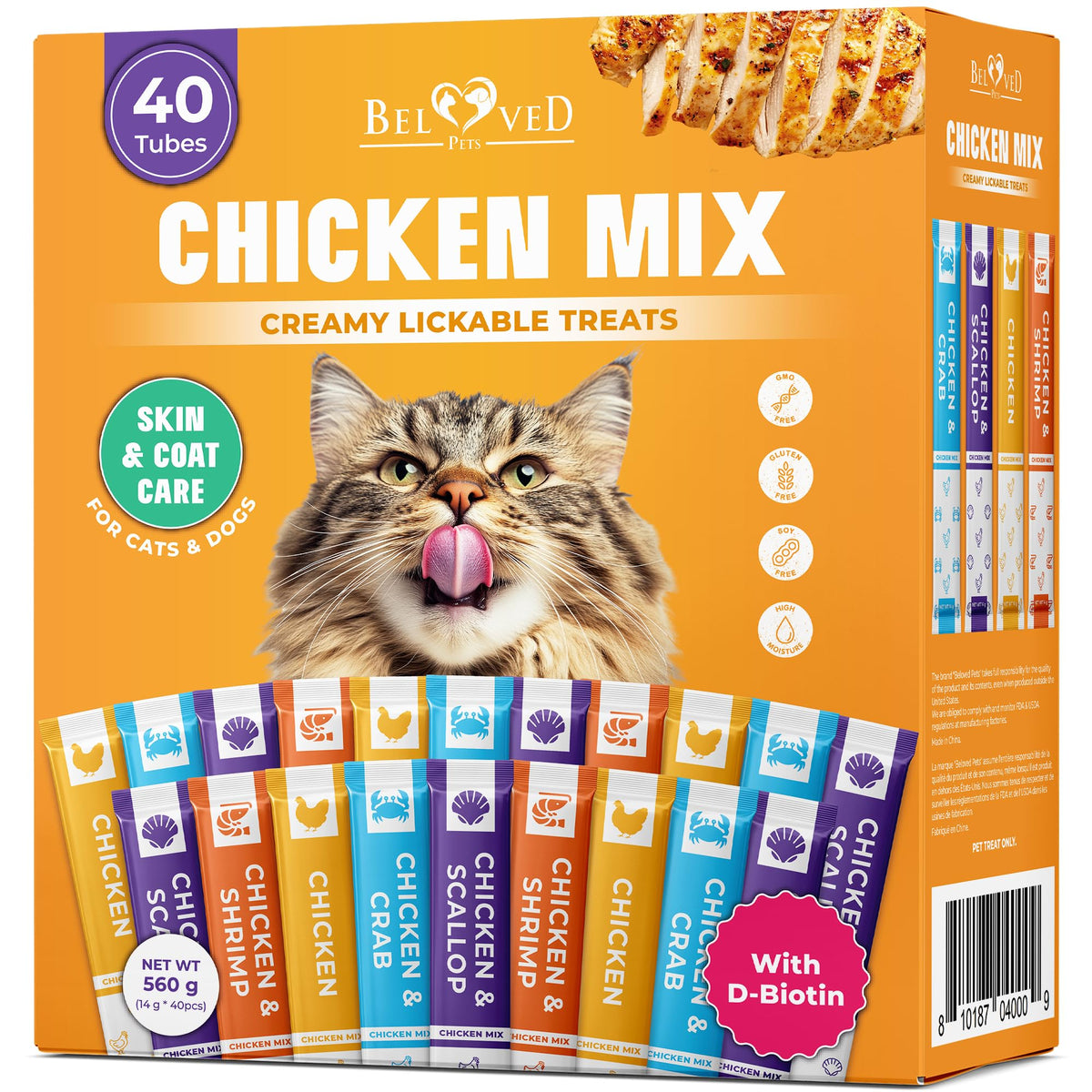 Beloved Pets creamy lickable chicken-tube for cats, hydration and flavor