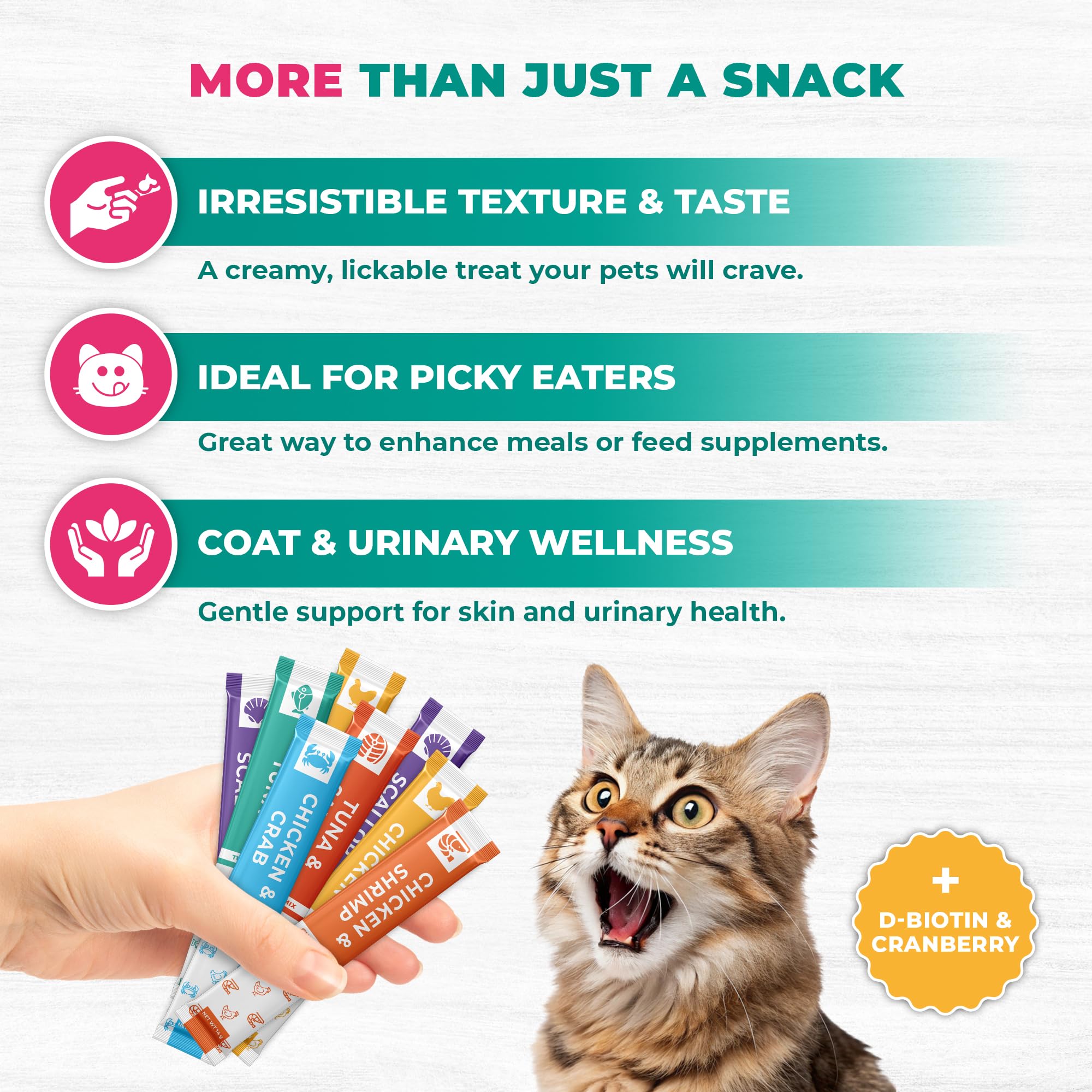 Close-up of Beloved Pets paste tube being licked, convenient training treat and hydration-friendly snack