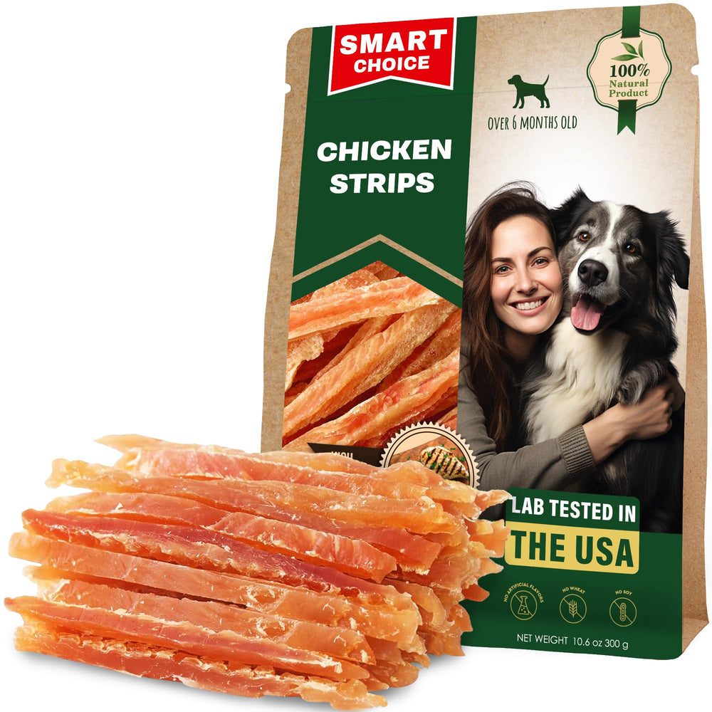 Beloved Pets Chicken Jerky Strips 10.6 oz for dogs, long-lasting chew ideal for training.