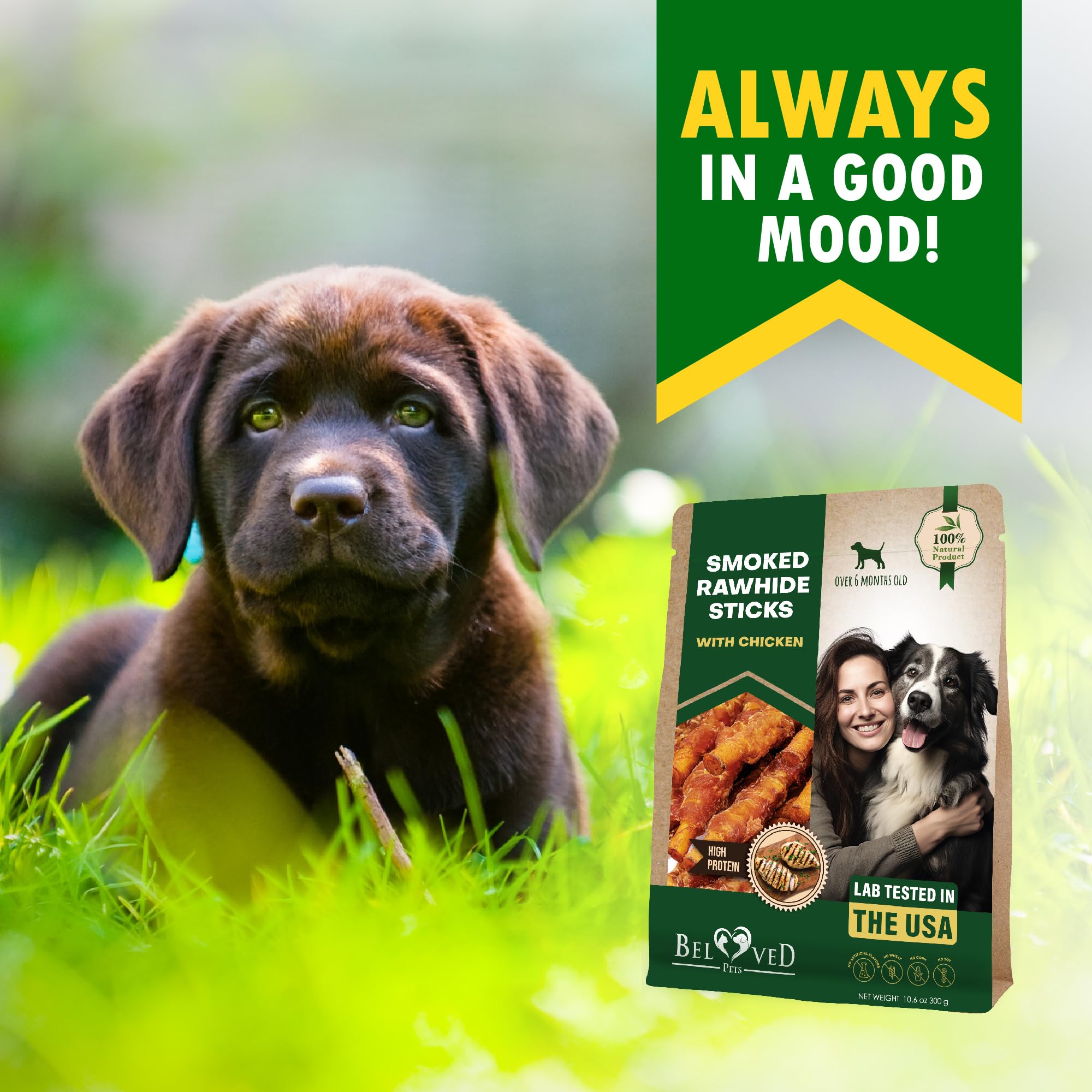 On-the-go Beloved Pets dog treats in a soft-pack, portable format.