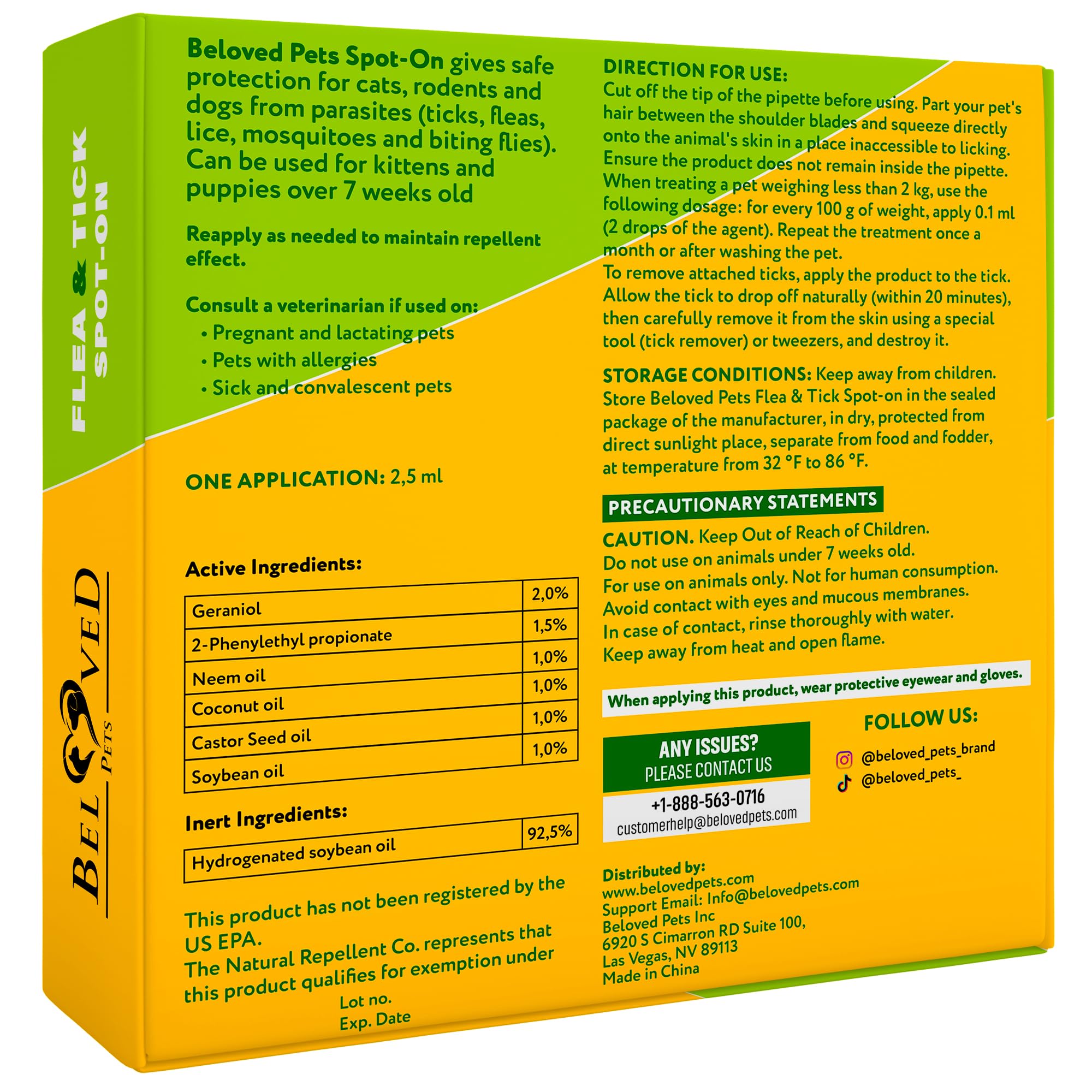 Beloved Pets GreenFort NEO Spot-On bottle ready for quick natural flea protection.