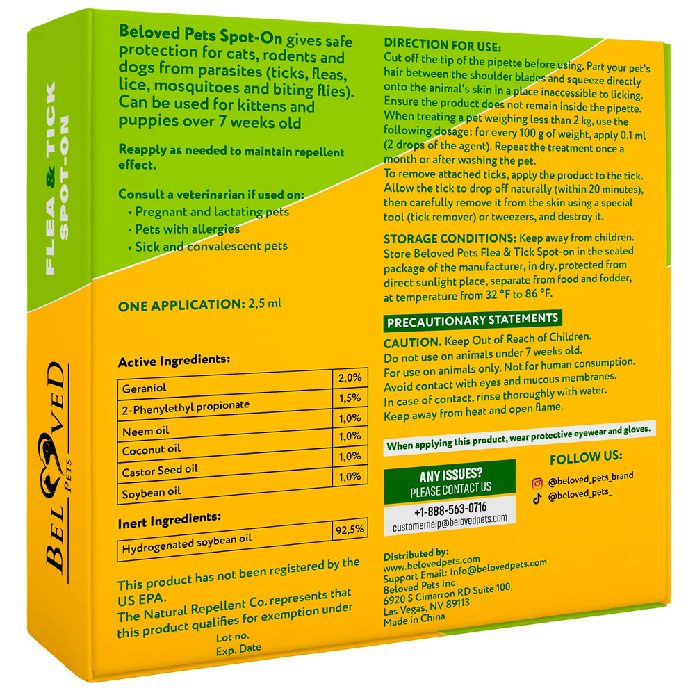 Beloved Pets GreenFort NEO Spot-On bottle ready for quick natural flea protection.
