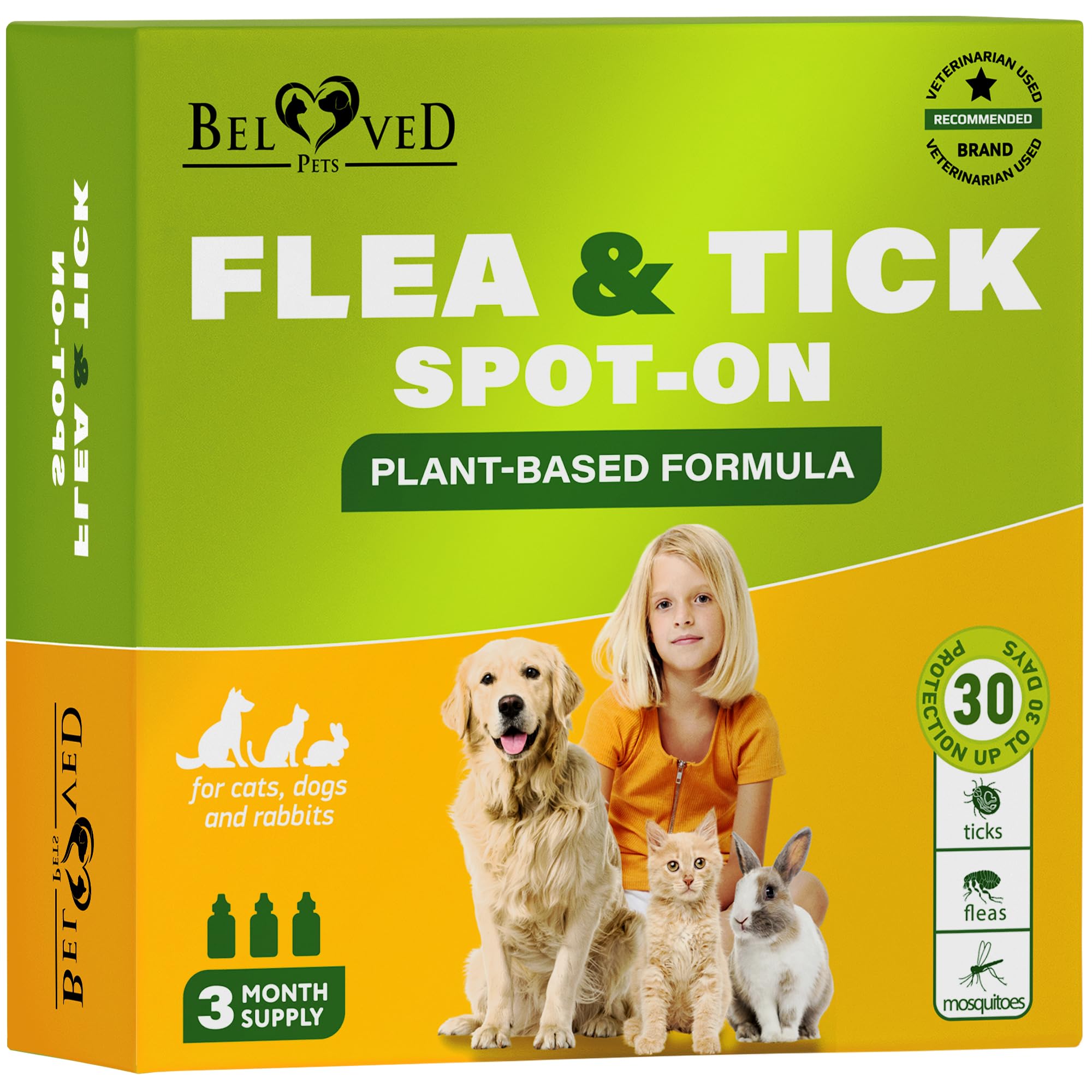 Beloved Pets GreenFort NEO Spot-On packaging highlighting natural flea protection for small pets.