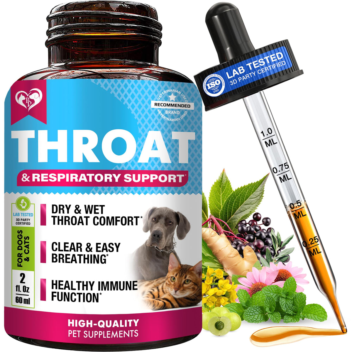 Beloved Pets kennel cough bottle front shows a natural relief option for dogs and cats