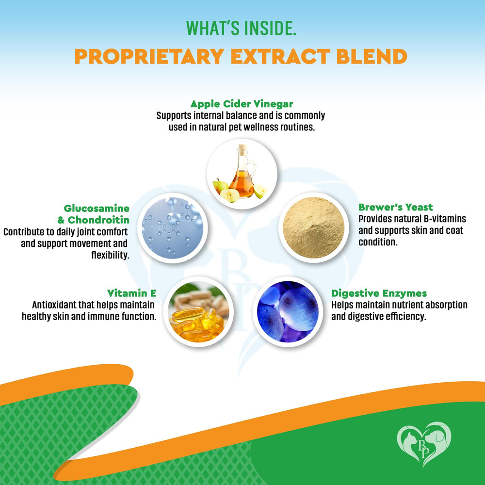 Beloved Pets multivitamin-enzyme drops support joints, digestion, and energy.