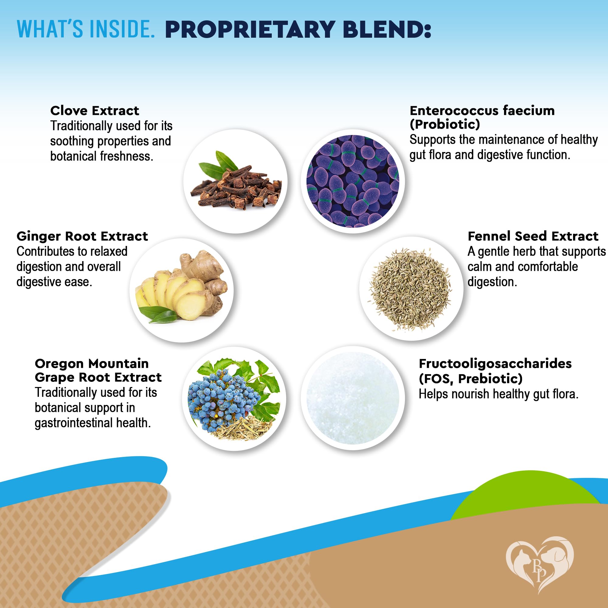 Beloved Pets Natural Intestinal Defense shows probiotic ingredients for gut balance.