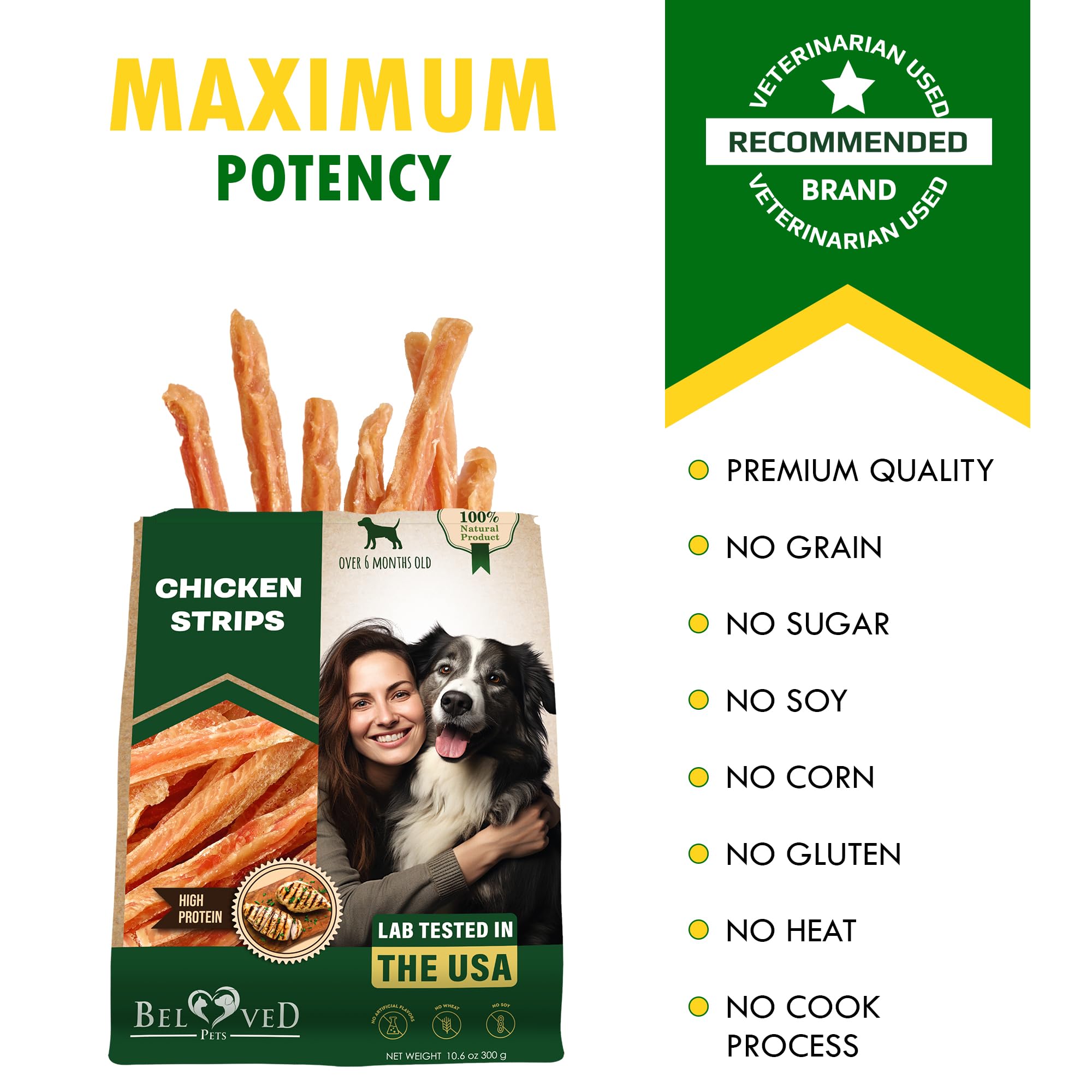 Beloved Pets Non-rawhide chew sticks reduce choking risk while training.