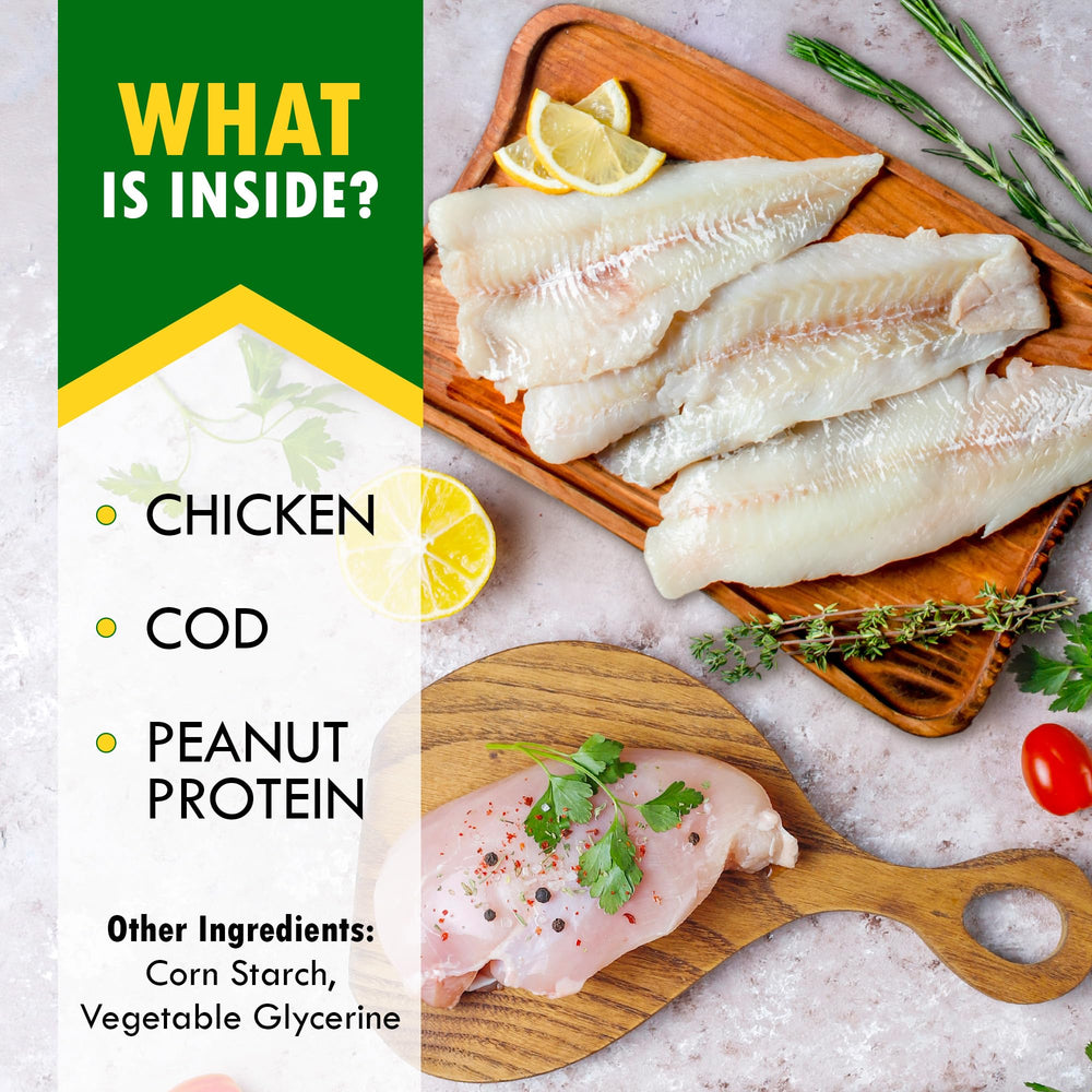 Omega-3 rich fish chews promote a shiny coat and healthy skin.