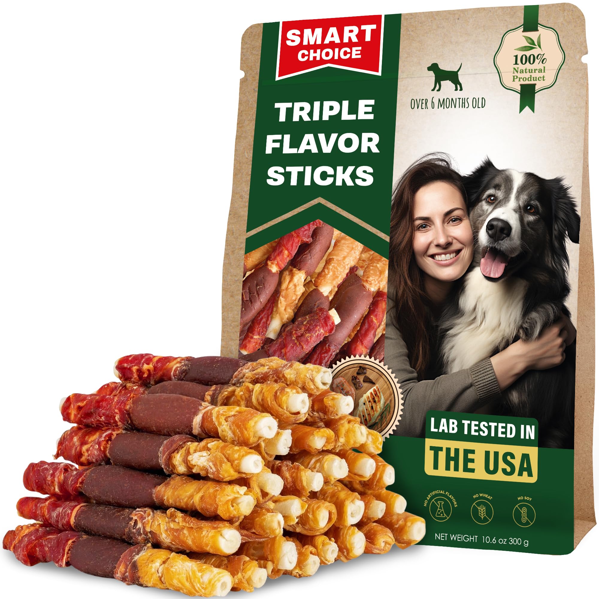Beloved Pets rawhide stick wrapped with real chicken for long-lasting chewing