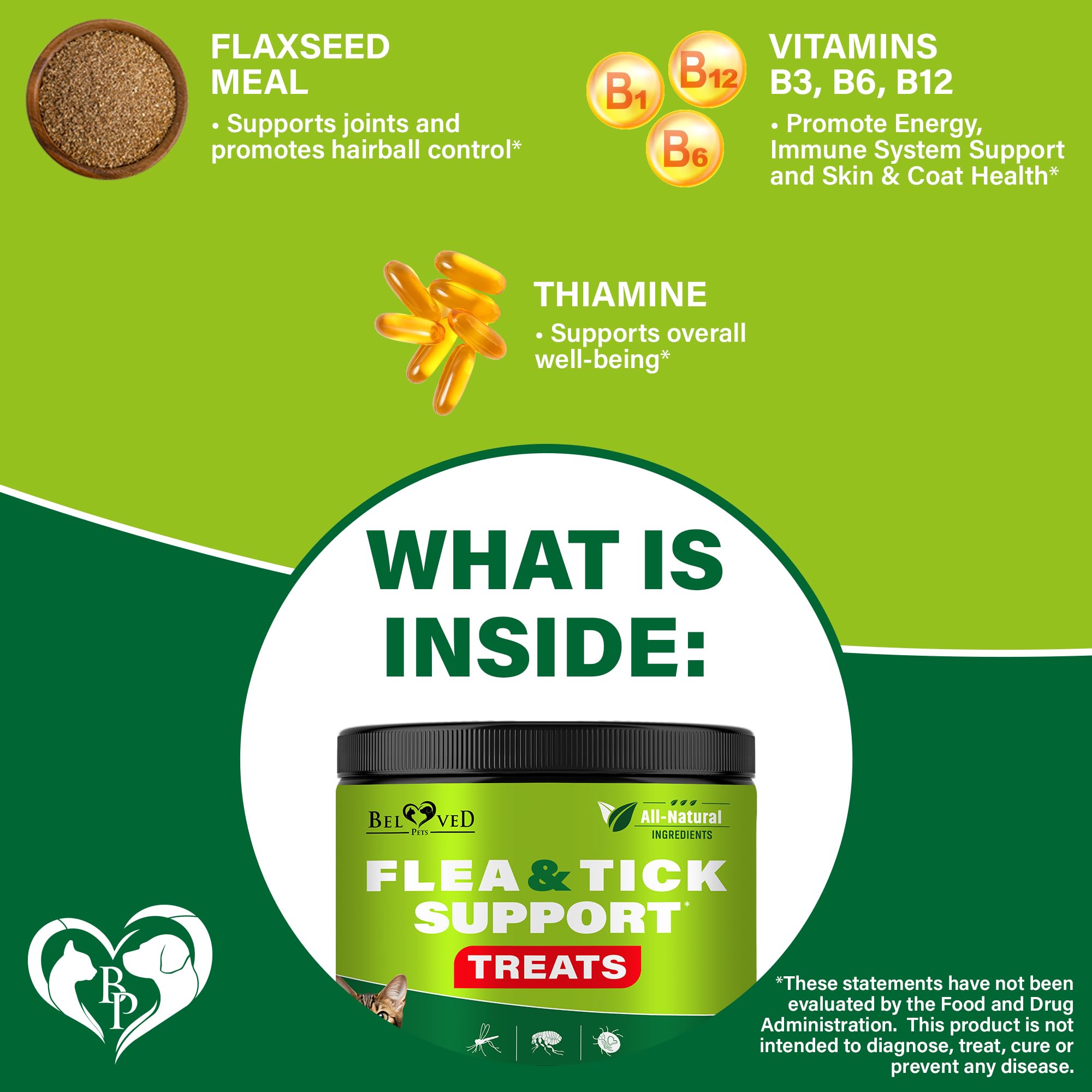 Beloved Pets Revolution cat chews on counter highlight palatable salmon flavor for flea defense.
