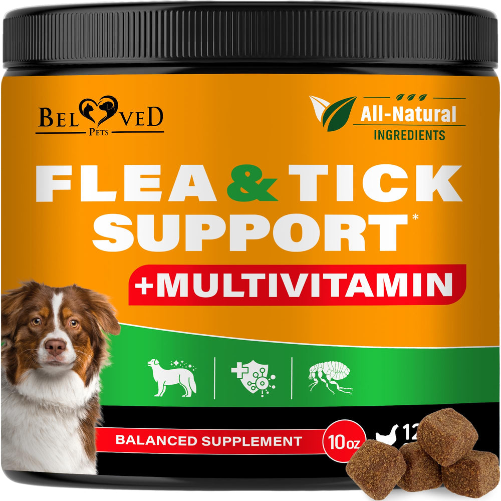 Beloved Pets Revolution Chews bottle—flea and tick protection with multivitamin support