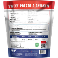 Beloved Pets Sweet Potato Jerky Wraps bag closeup, grain-free formula for easier digestion