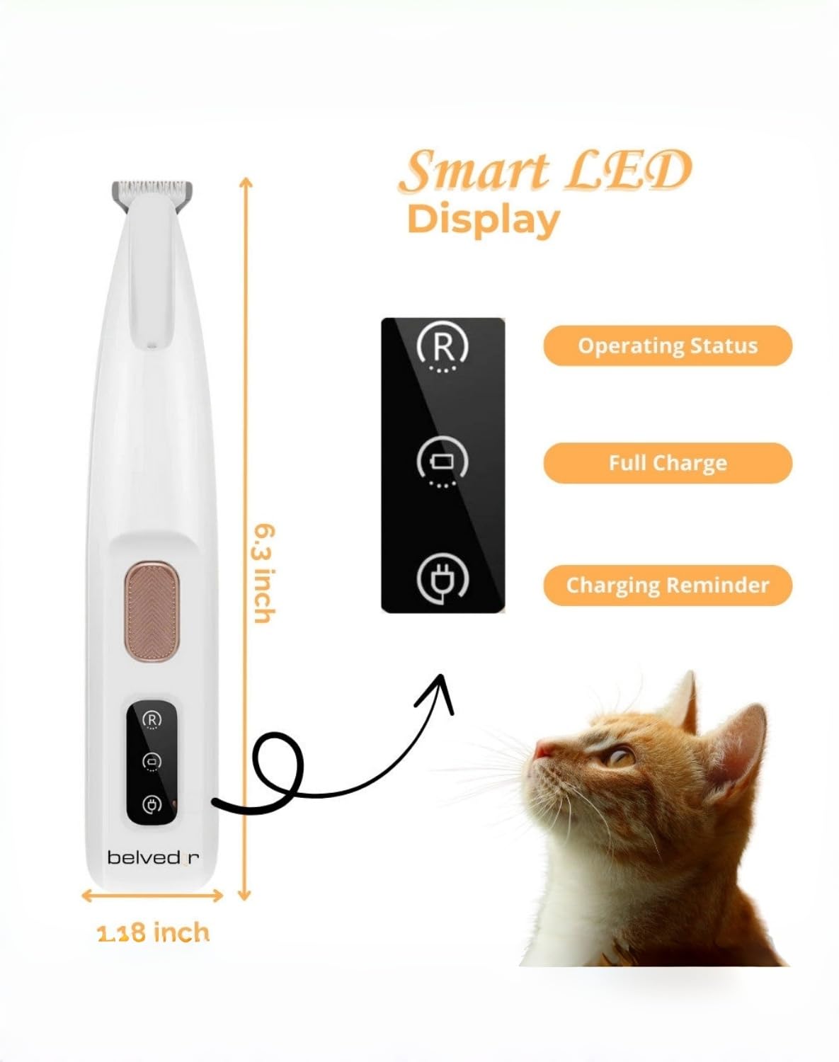 Belvedir cat grooming trimmer compact design fits small spaces