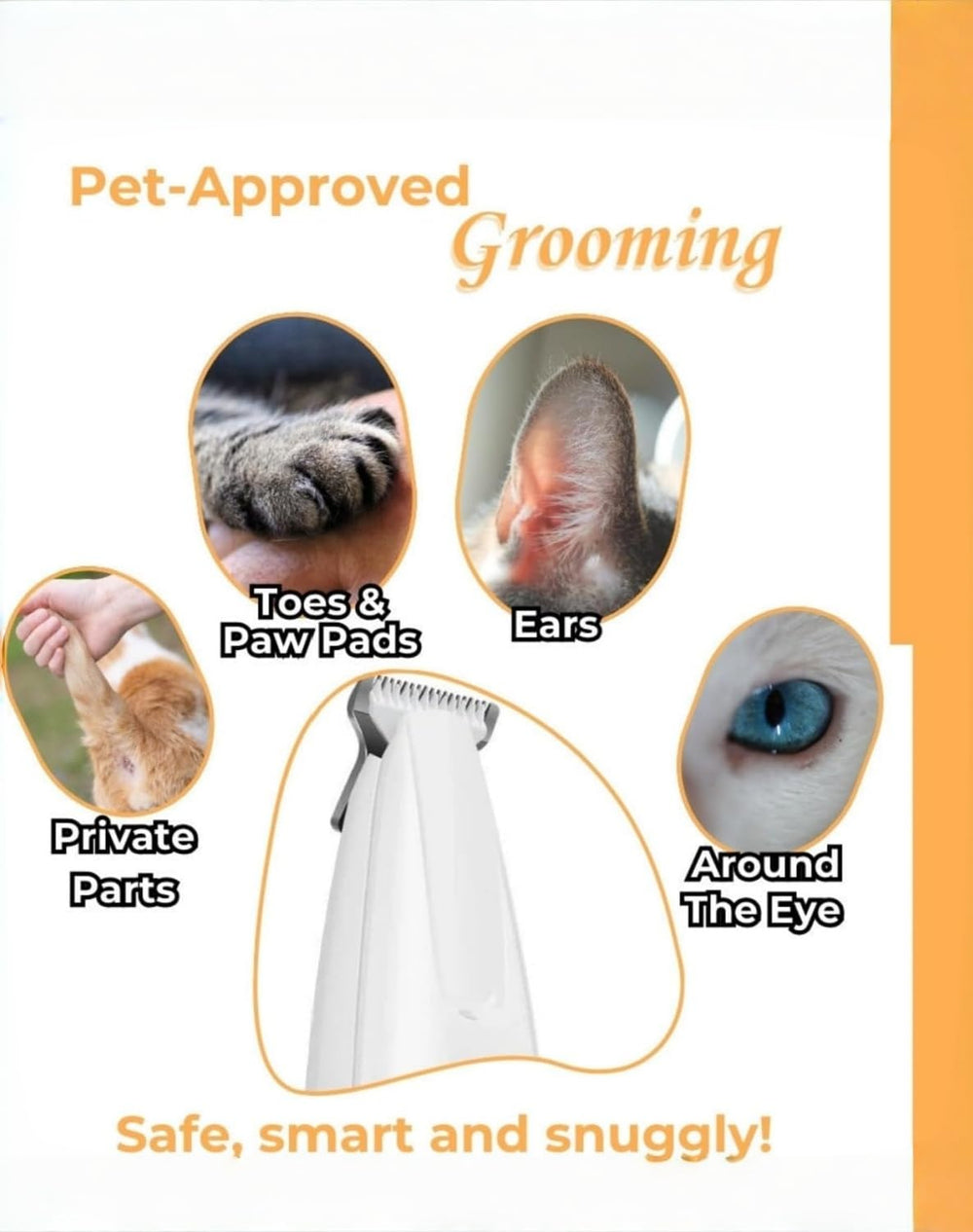 Belvedir cat grooming trimmer works gently around ears with minimal noise