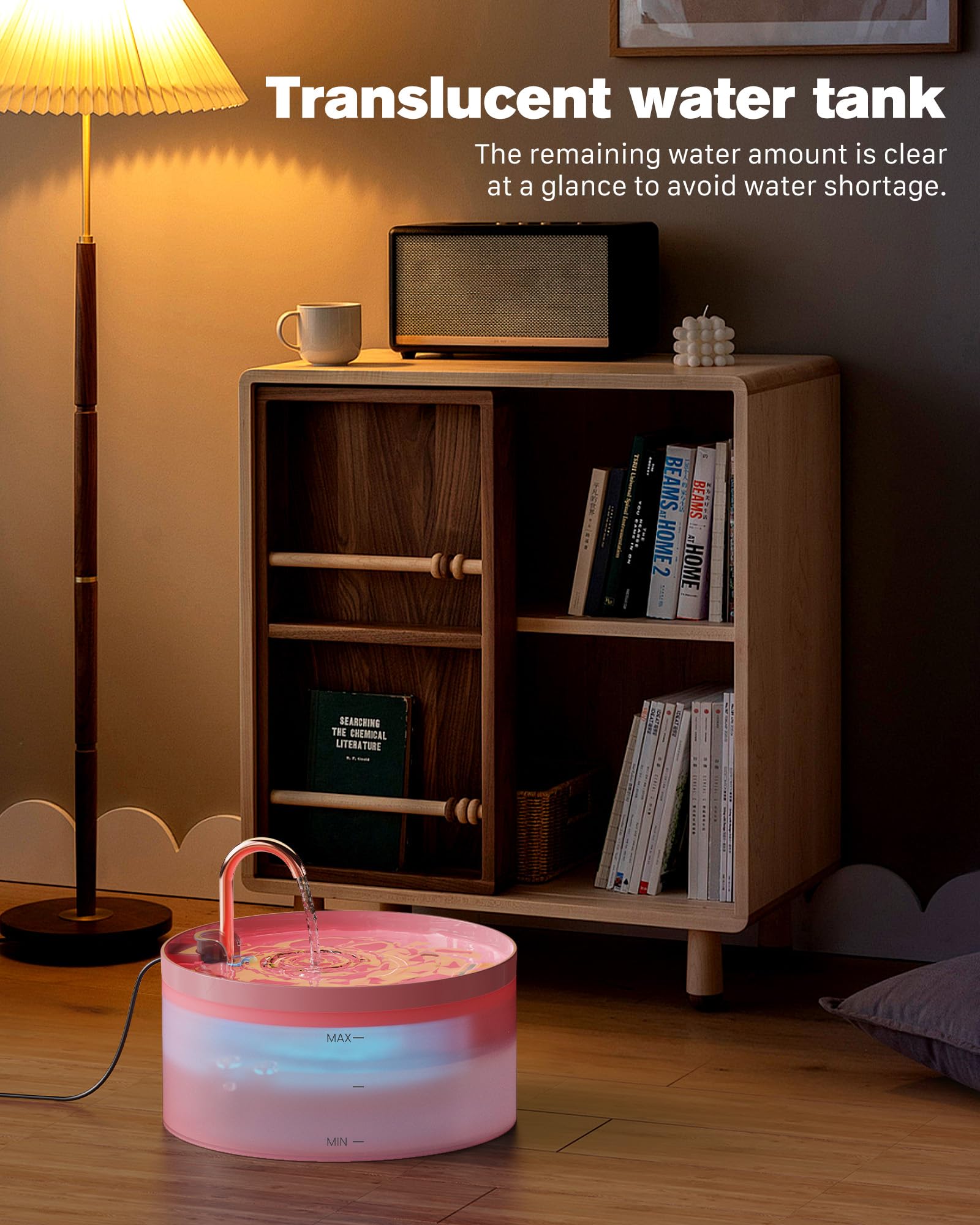 BEMOONY Filtration system uses carbon and sponge filters for cleaner drinking water.