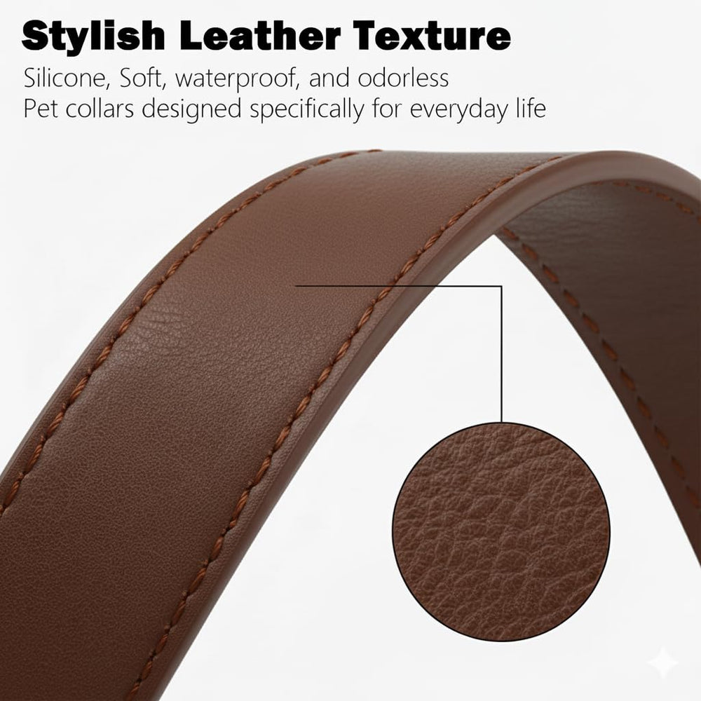 Ben & Fellows leather-look silicone collar brown texture blends style with easy maintenance.