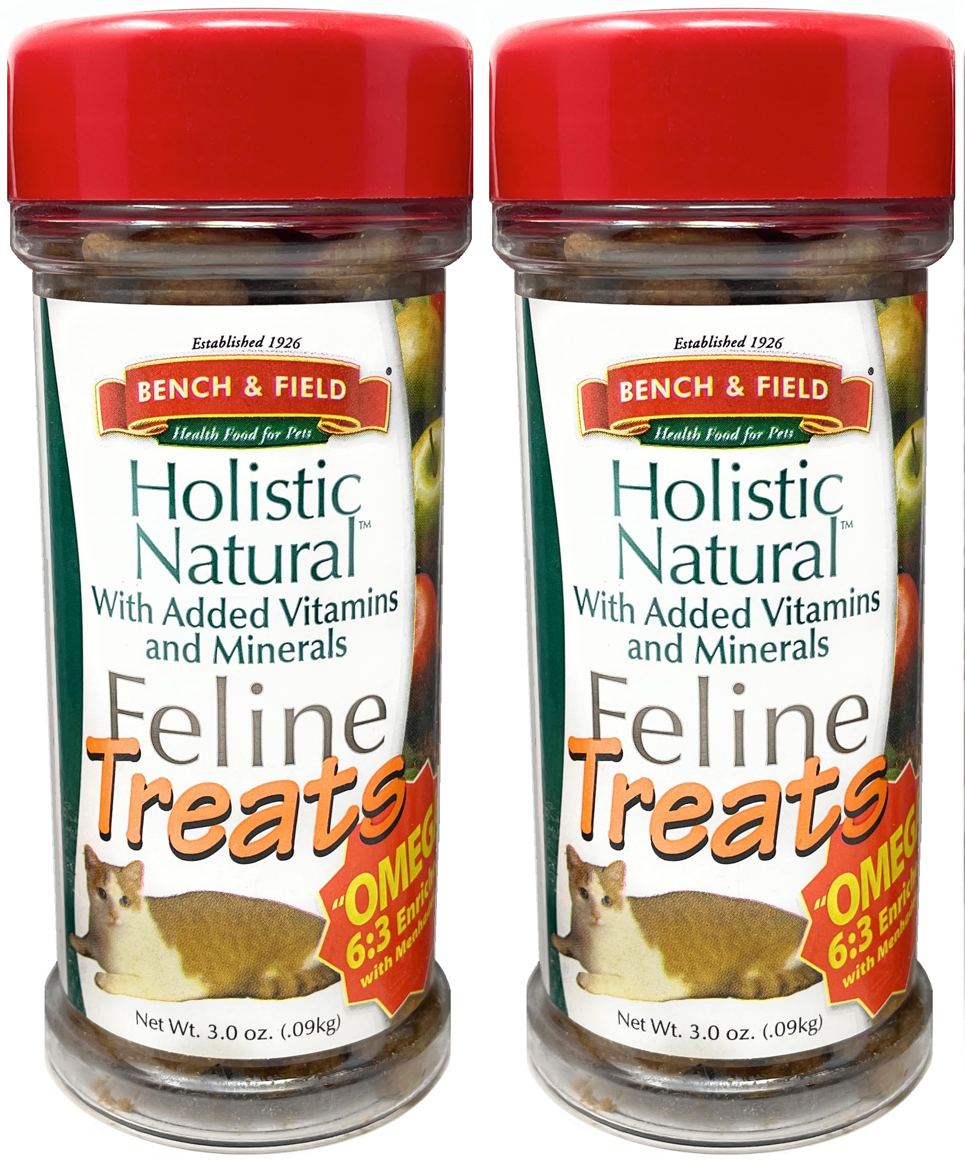 Bench & Field holistic cat treats with fish-shaped bites in packaging for easy rewards