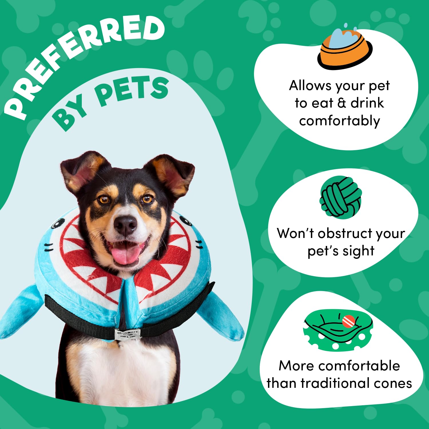 BENCMATE donut collar closeup shows durable fabric and easy cleaning