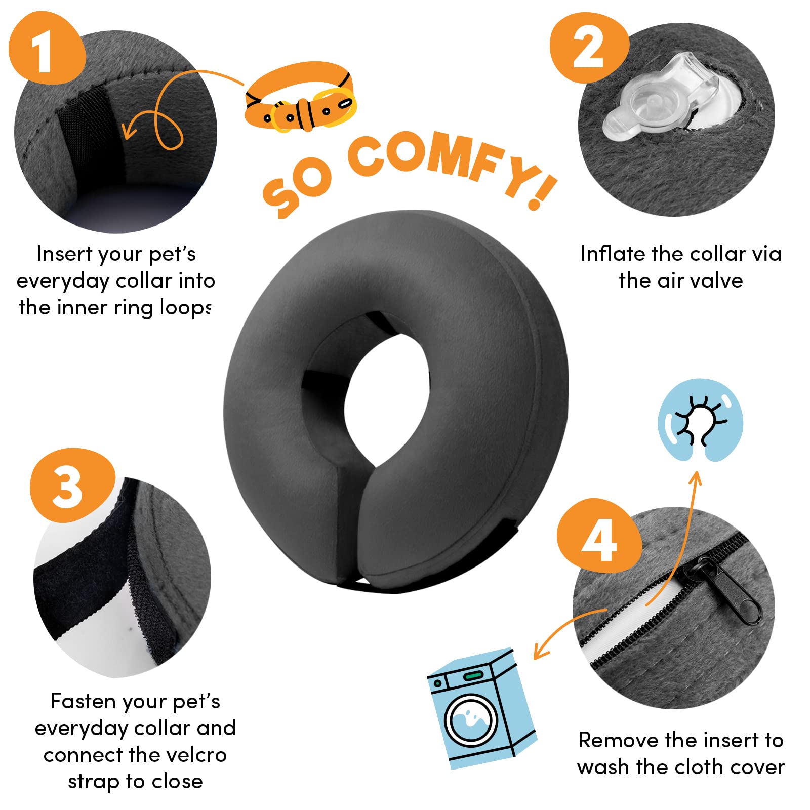 BENCMATE inflatable dog cone deflated for compact storage.