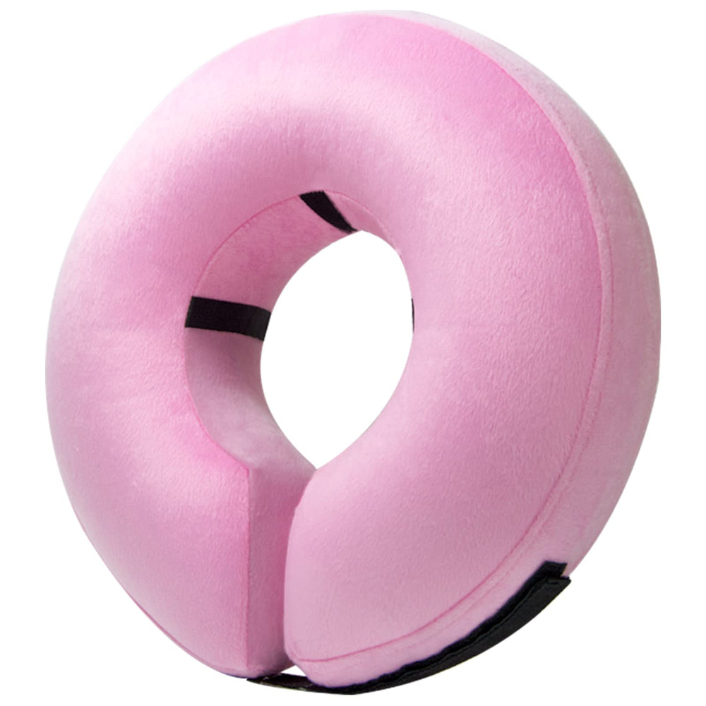 BENCMATE inflatable dog cone pink closeup highlights comfort and unobstructed vision