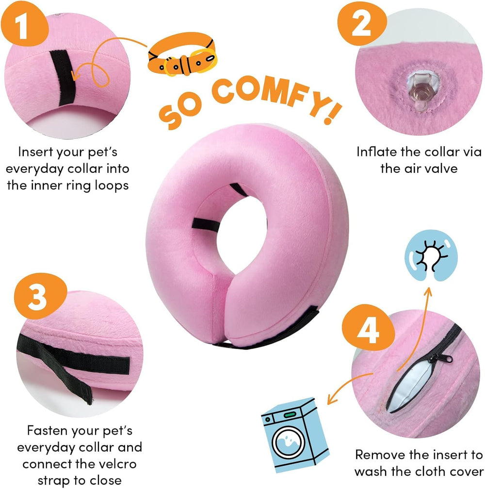 BENCMATE inflatable cone pink side view demonstrates unobstructed vision and mobility.