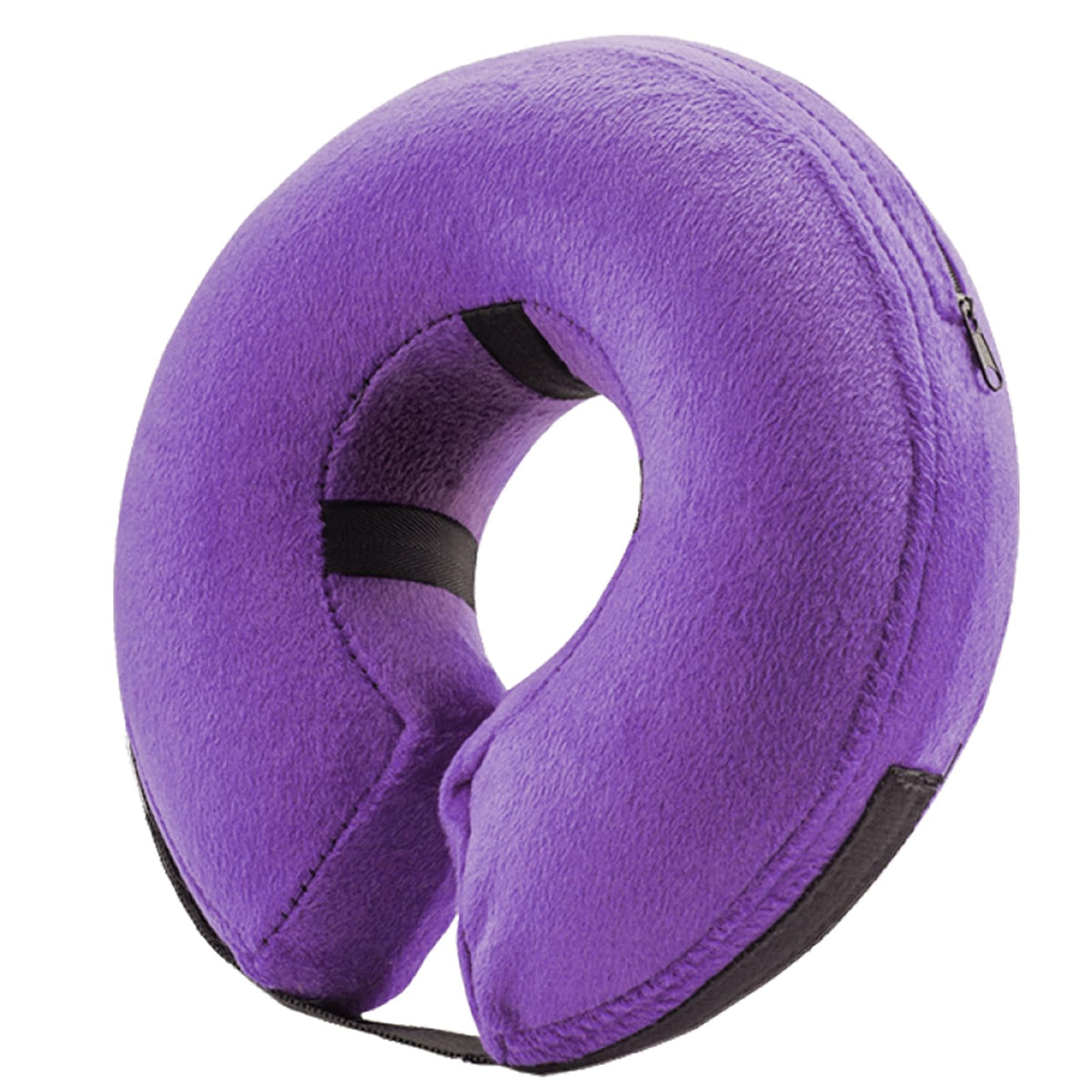 BENCMATE inflatable dog cone purple front view showing comfortable fit for pets
