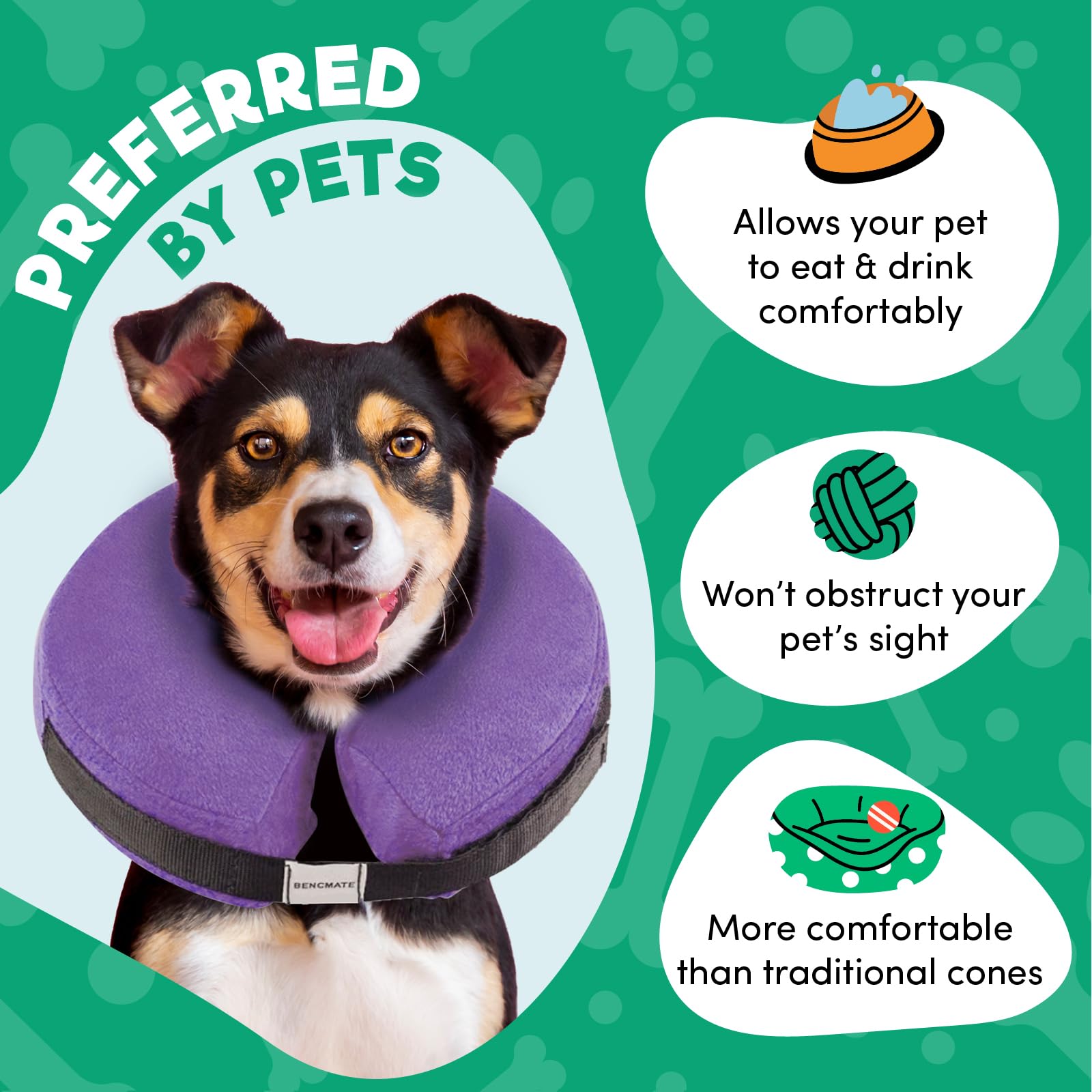 BENCMATE protective cone post-surgery use helps prevent self-trauma