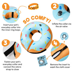 BENCMATE soft donut collar close up shows comfortable outer material for safe wear.