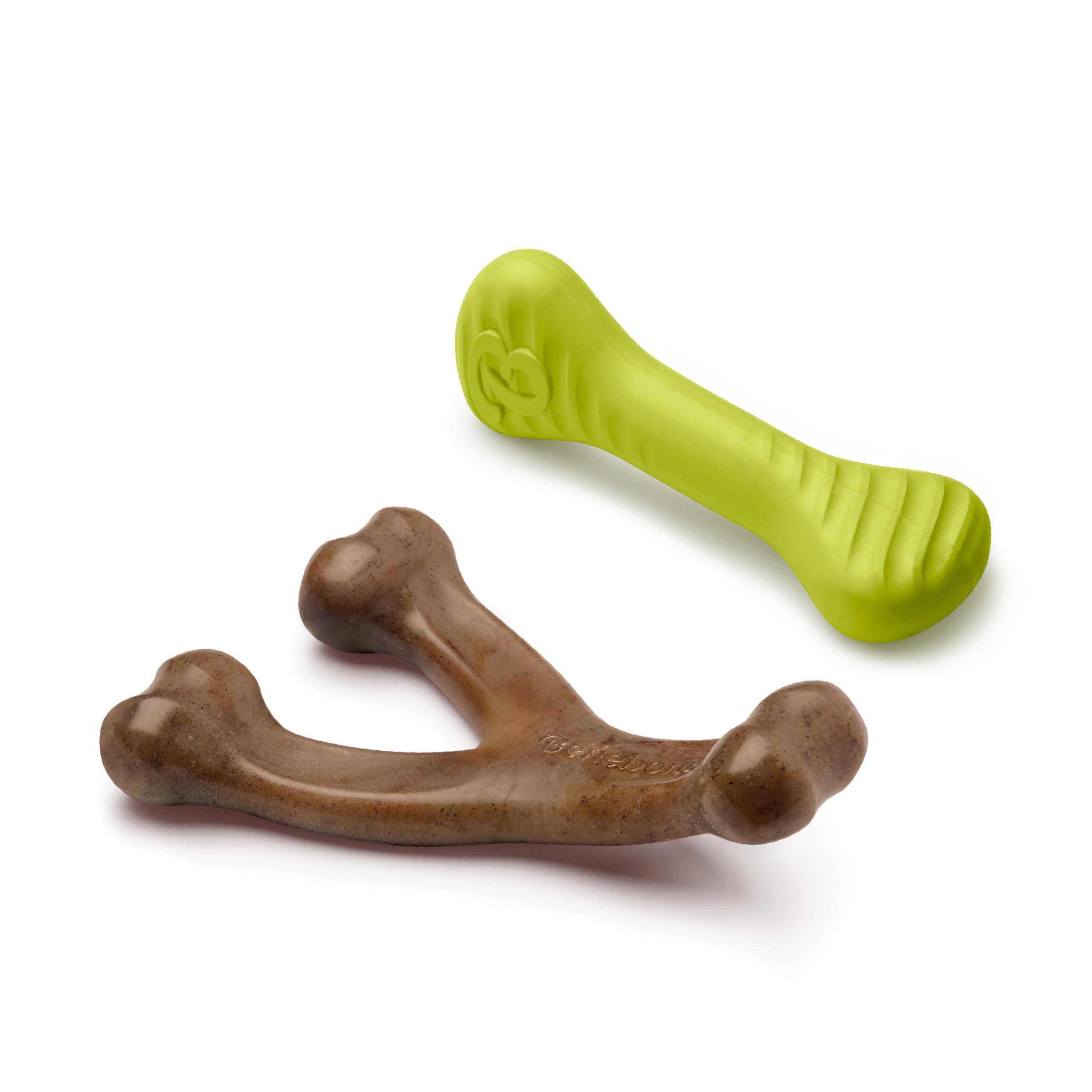 Benebone Bacon Wishbone Medium with paw-friendly grip for easy pickup during chewing