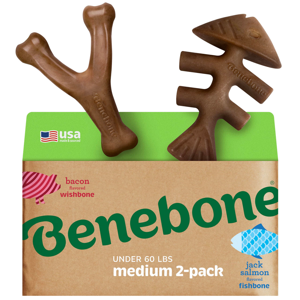 Benebone Fishbone dual-pack for lasting chewing fun and mental engagement