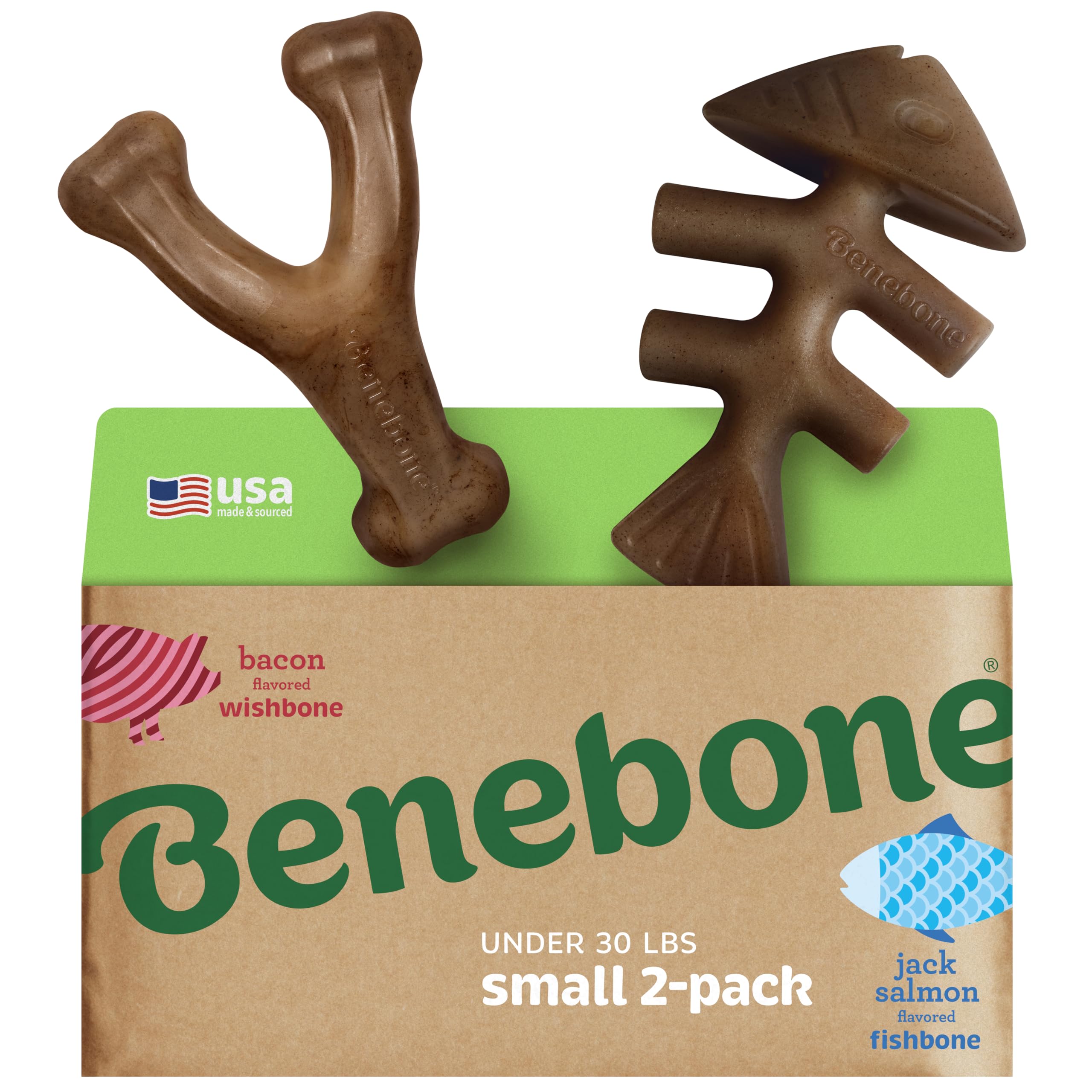 Benebone Fishbone with real salmon chew engages dogs during play