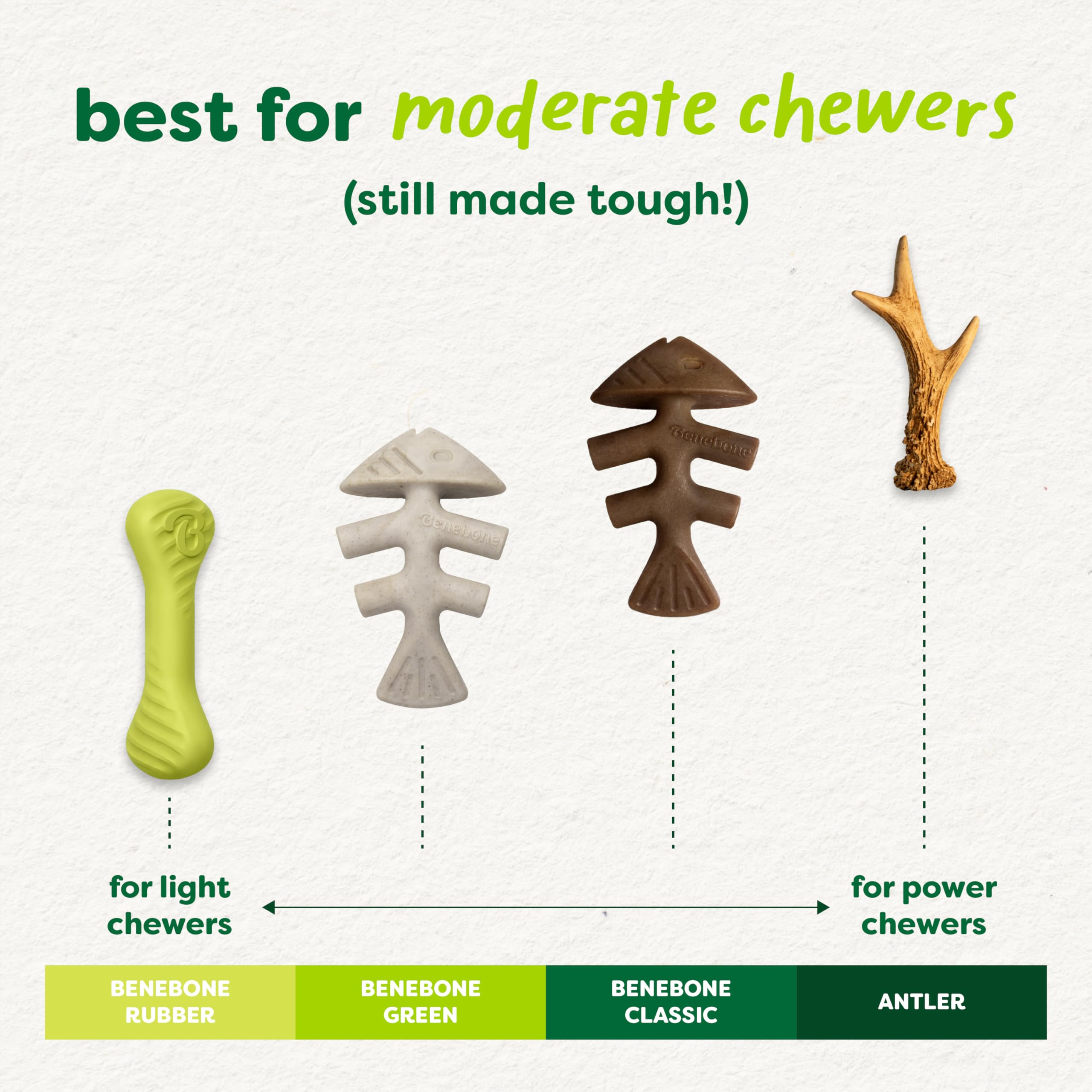 Benebone Green real salmon flavor keeps dogs engaged