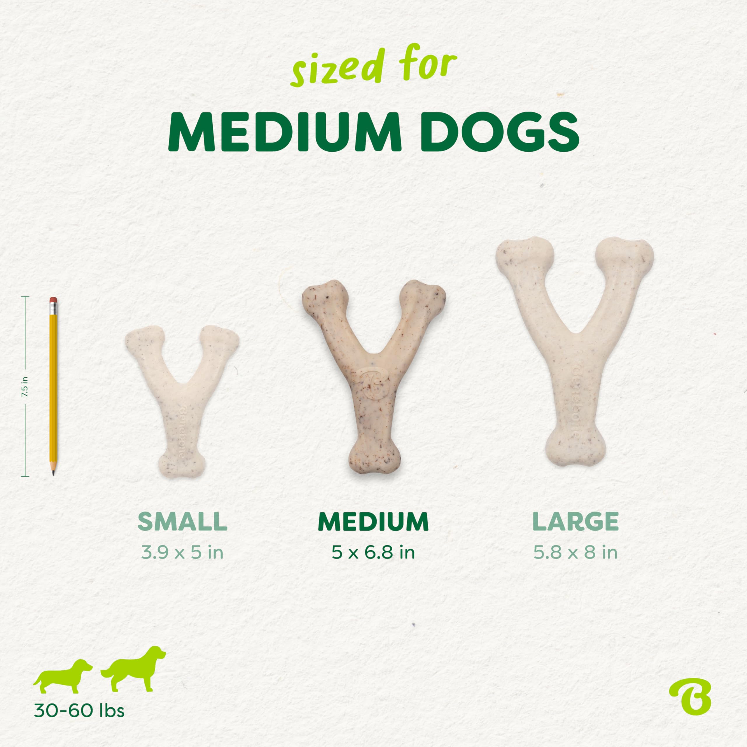 Benebone Green Wishbone easy chew encourages quick engagement and playtime.
