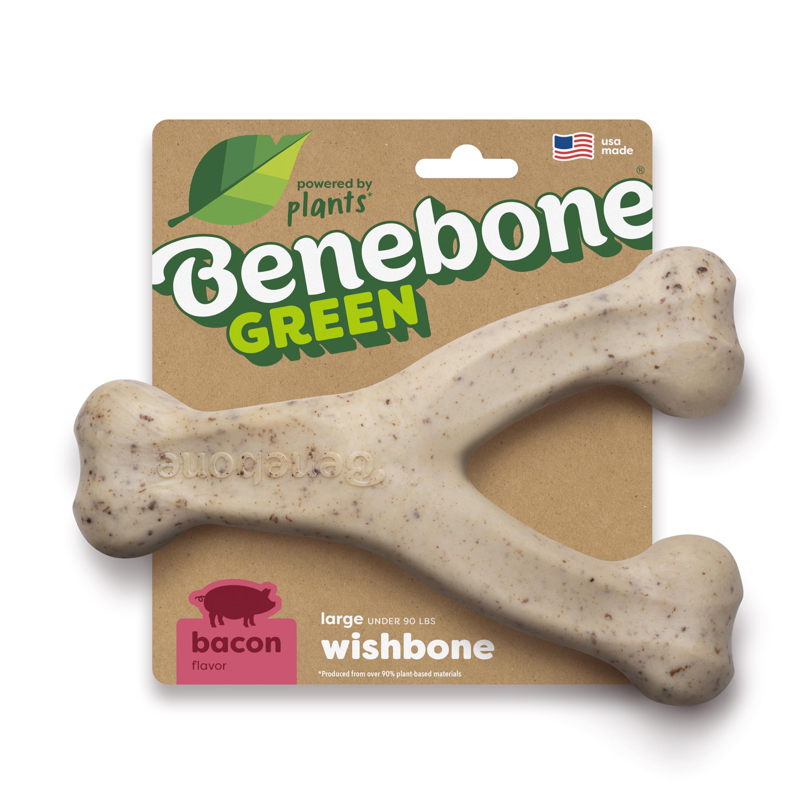 Benebone Green Wishbone for large dogs, showing a sturdy chew design for robust play