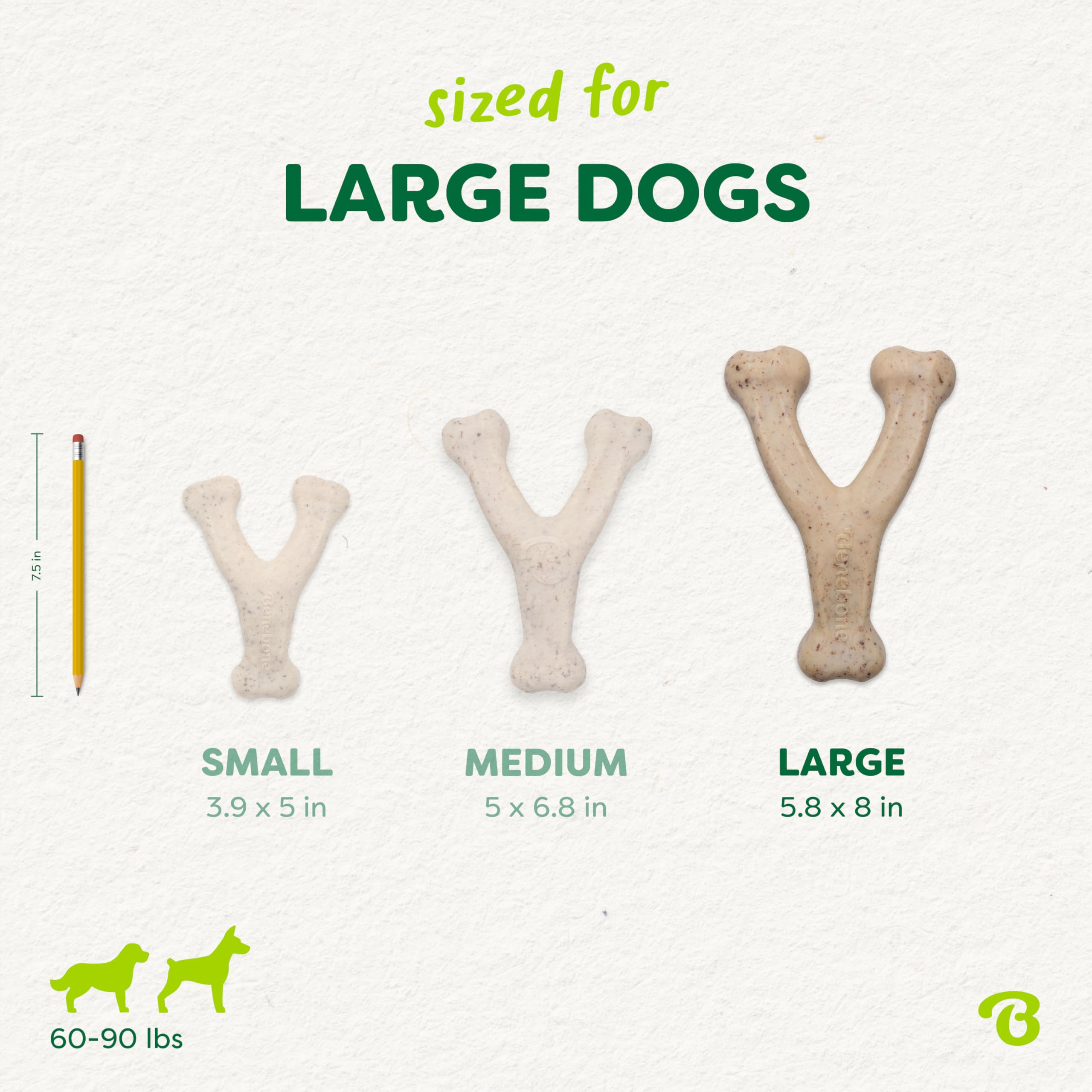 USA-made Benebone Green Wishbone product stamp signaling domestic origin