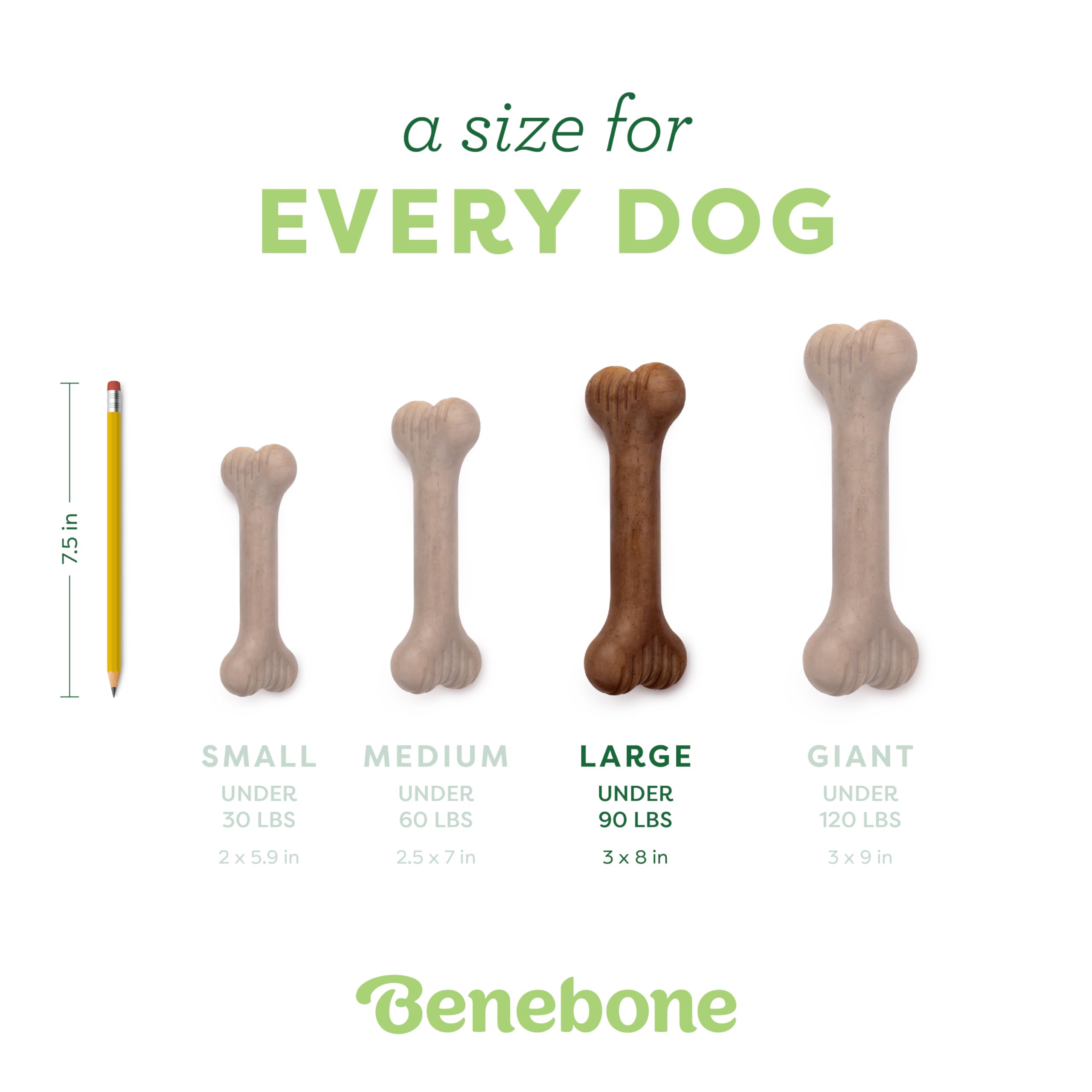 Benebone bone durable dog chew toy USA-made label highlighting craftsmanship.