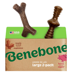 Benebone Maplestick close-up shows real maple wood for durable chewing