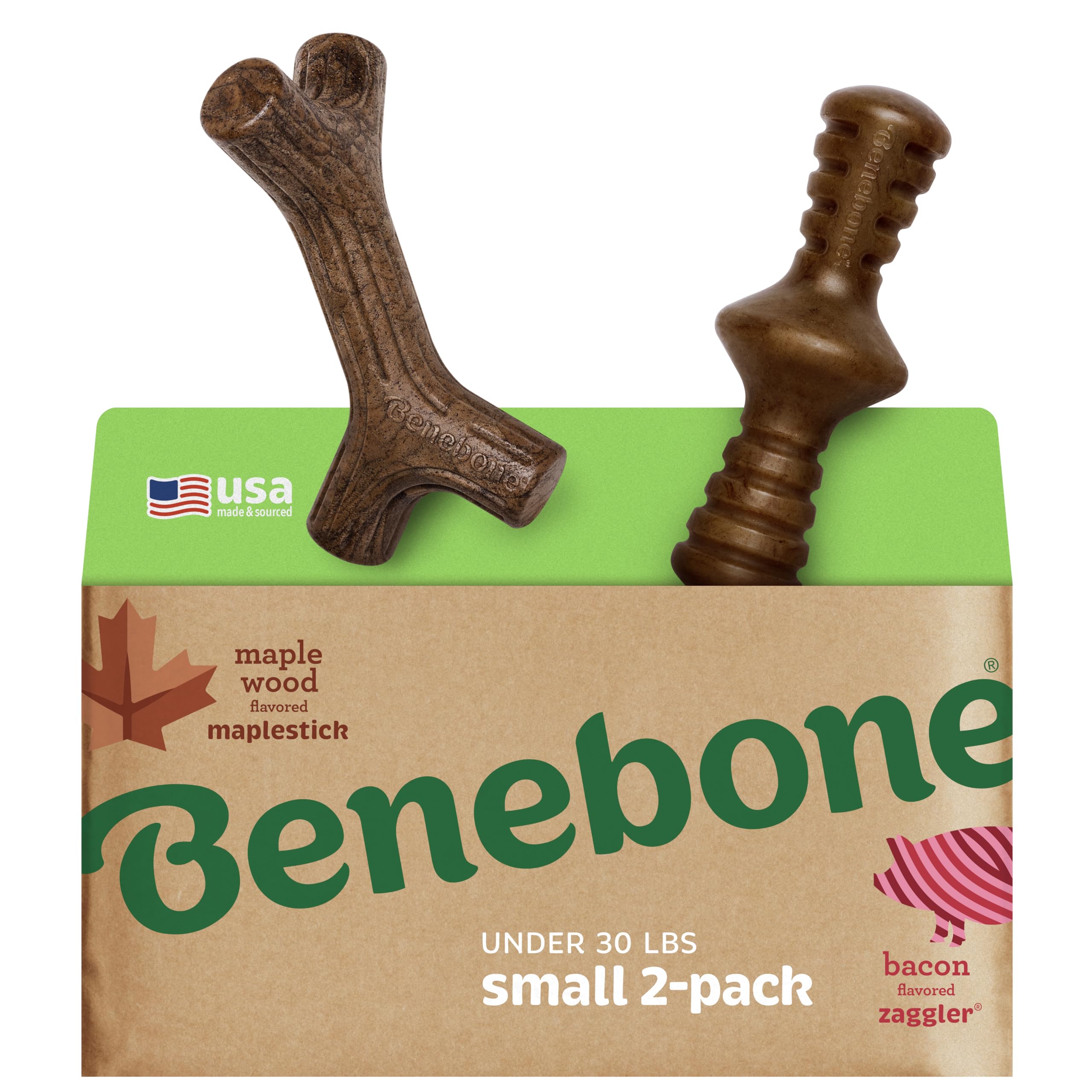 Benebone Maplestick maplewood chew toy for dogs with durable grip and long-lasting flavor.