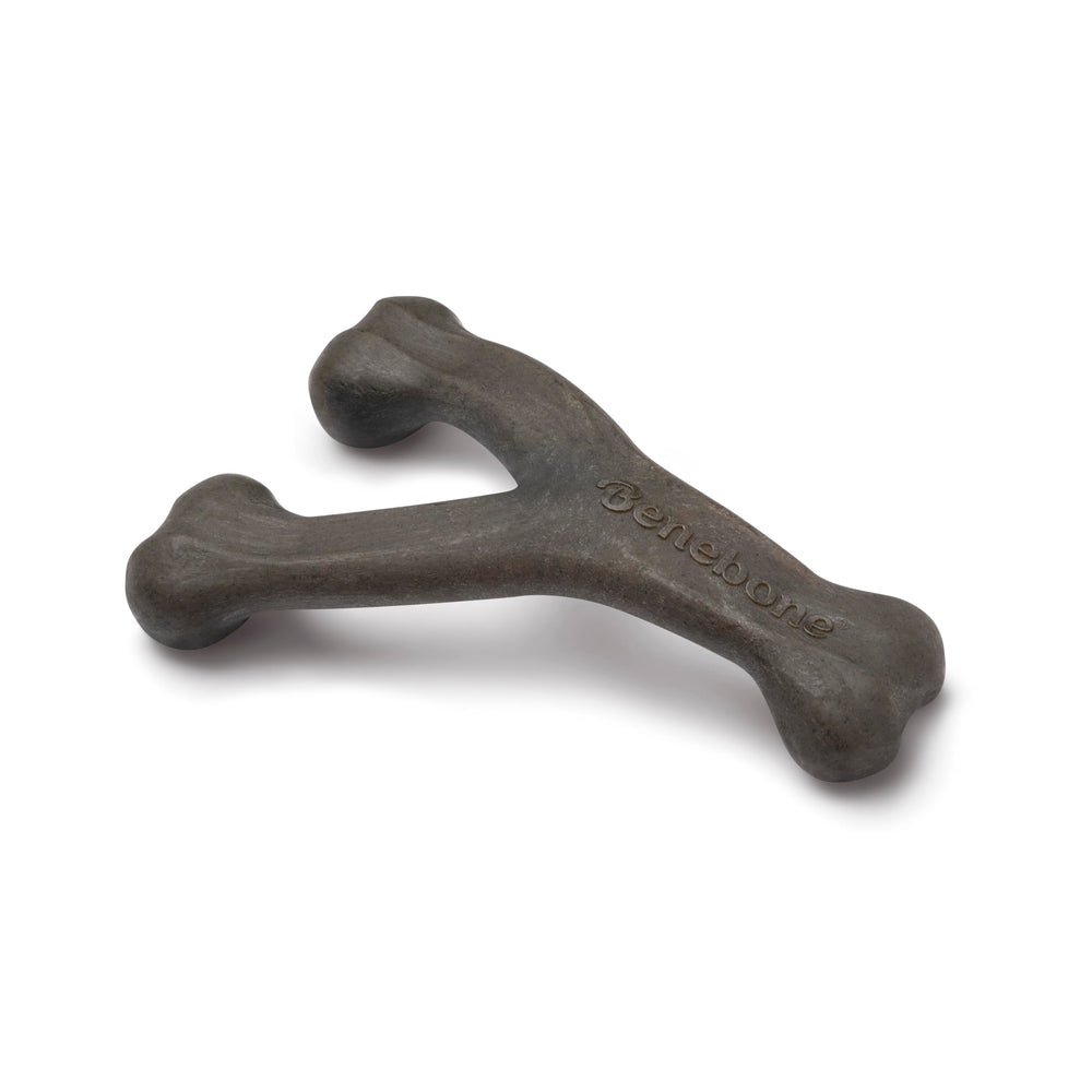 Benebone Pumpkin Spice Wishbone grip design enables easy pickup by active dogs.