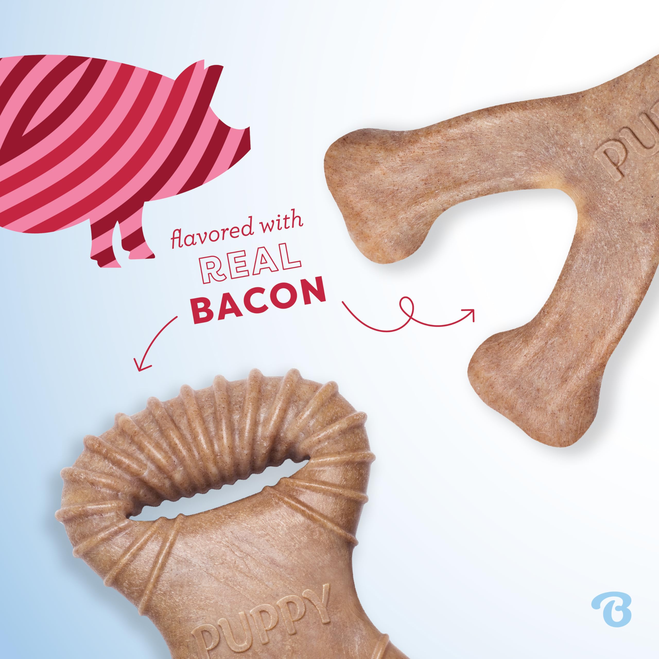 Benebone Puppy Wishbone Small – real bacon flavor to engage chewing and reduce boredom