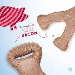 Benebone Puppy Wishbone Small – real bacon flavor to engage chewing and reduce boredom