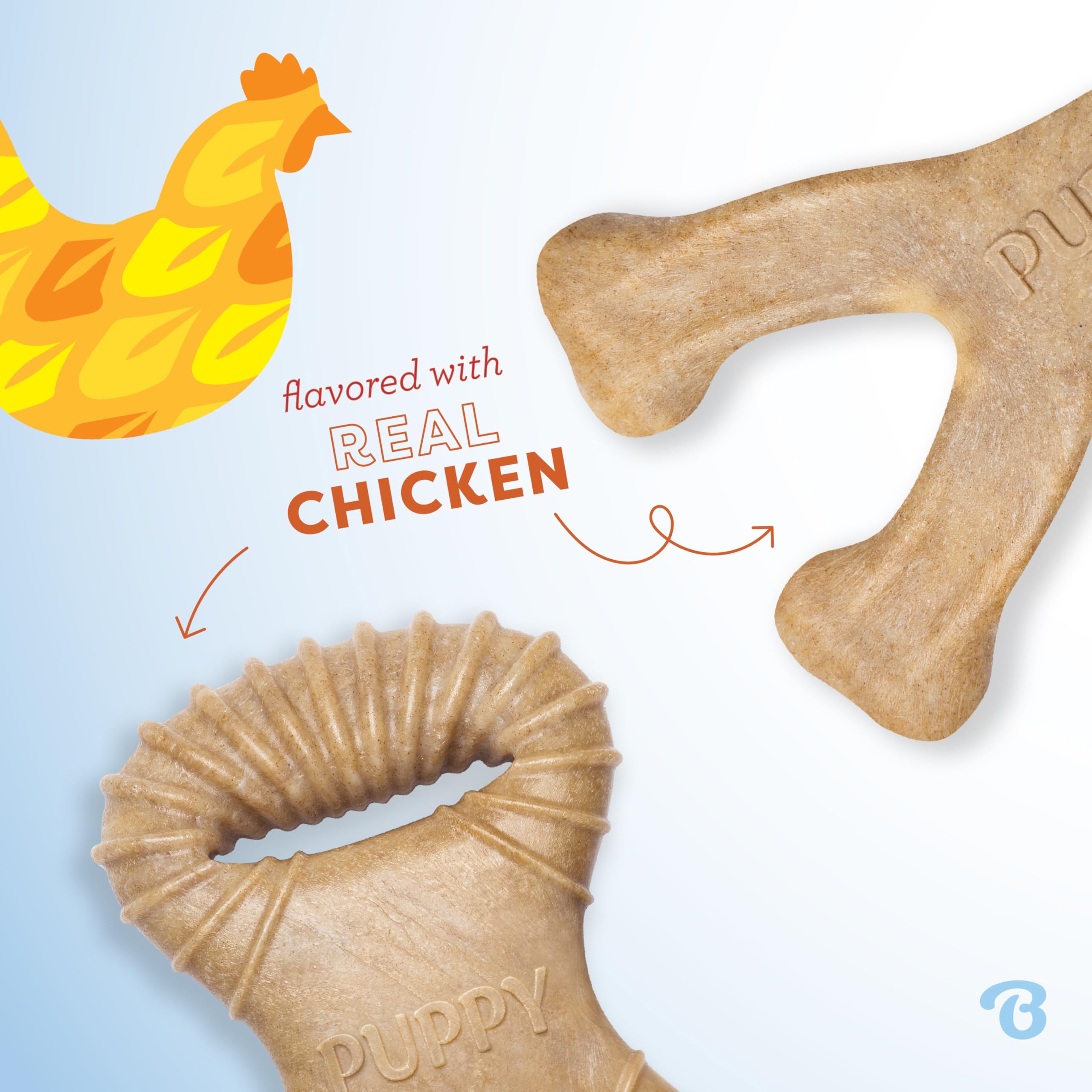 Benebone Puppy 2-Pack real-chicken flavor dental chew for tasty engagement.