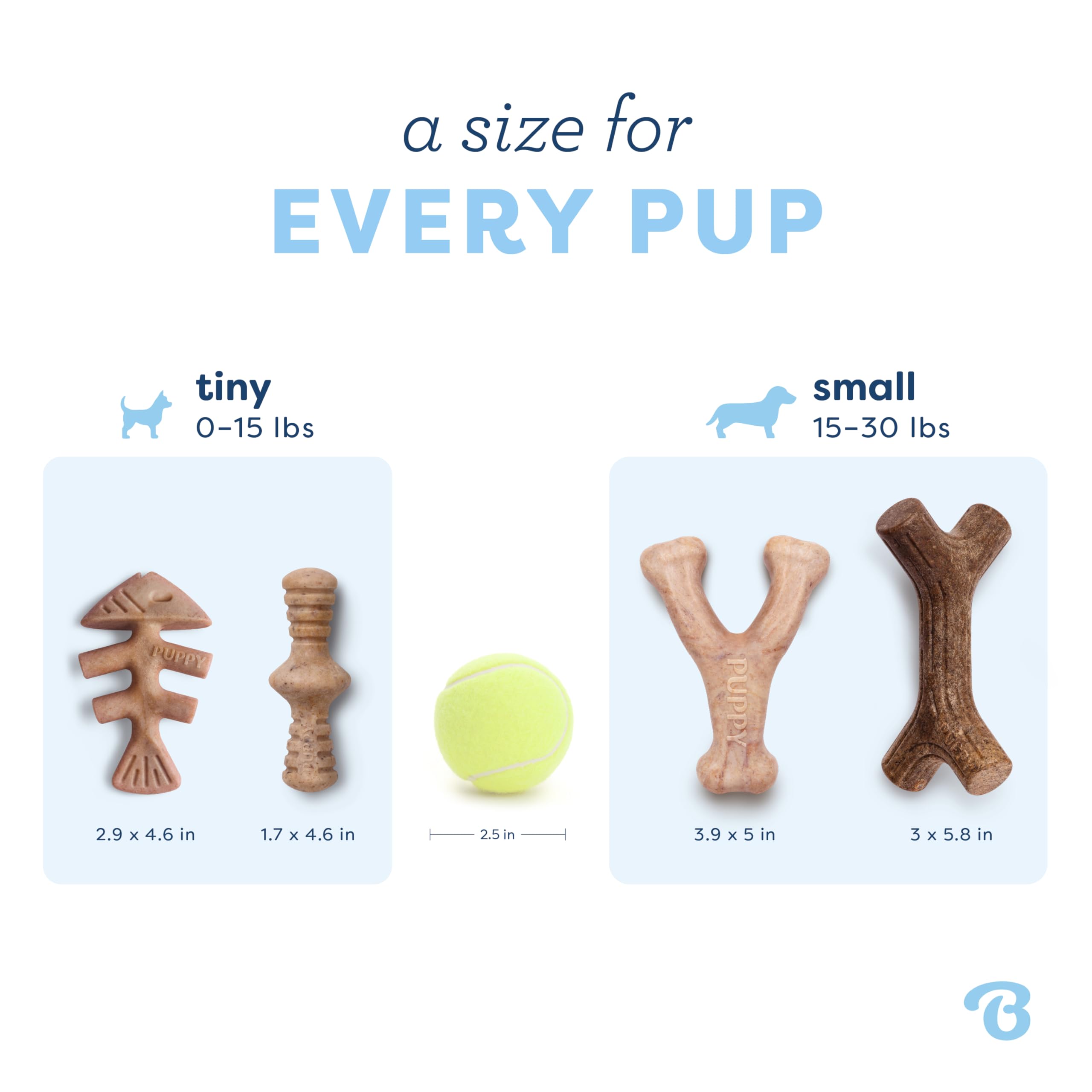 Benebone Puppy 4-Pack easy-grip design showing paw-friendly hold.