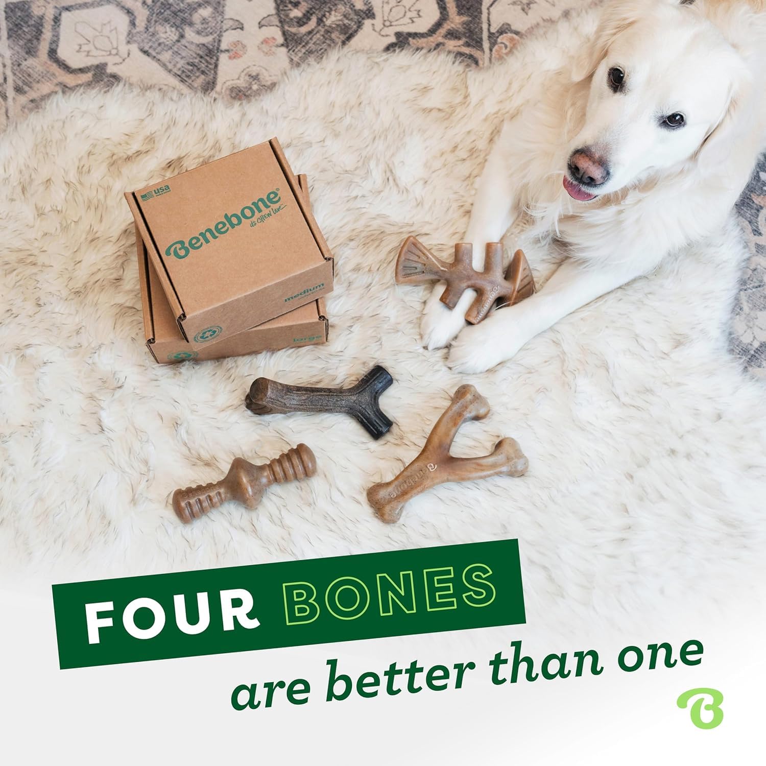 Benebone ridges help scrape plaque and massage gums during play