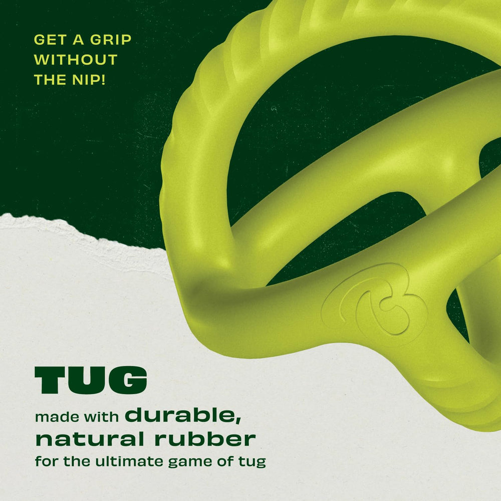 Benebone tug toy featuring grip design for safer pulls.